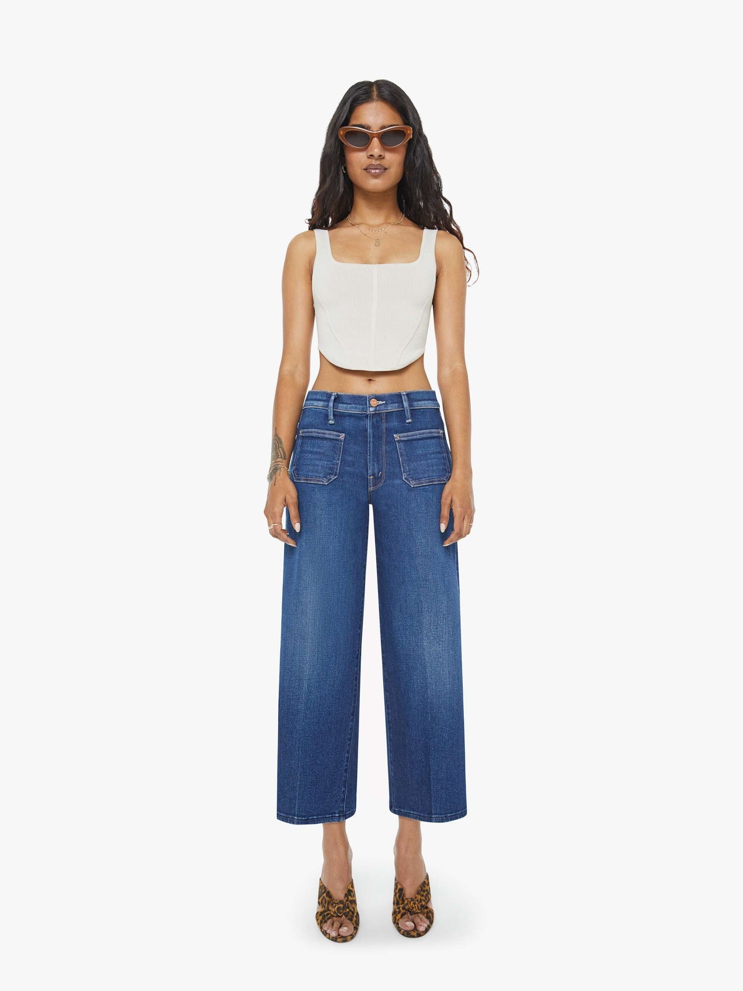 Mother Denim Women PETITES The Lil Patch Pocket Mid Rise Maven Ankle