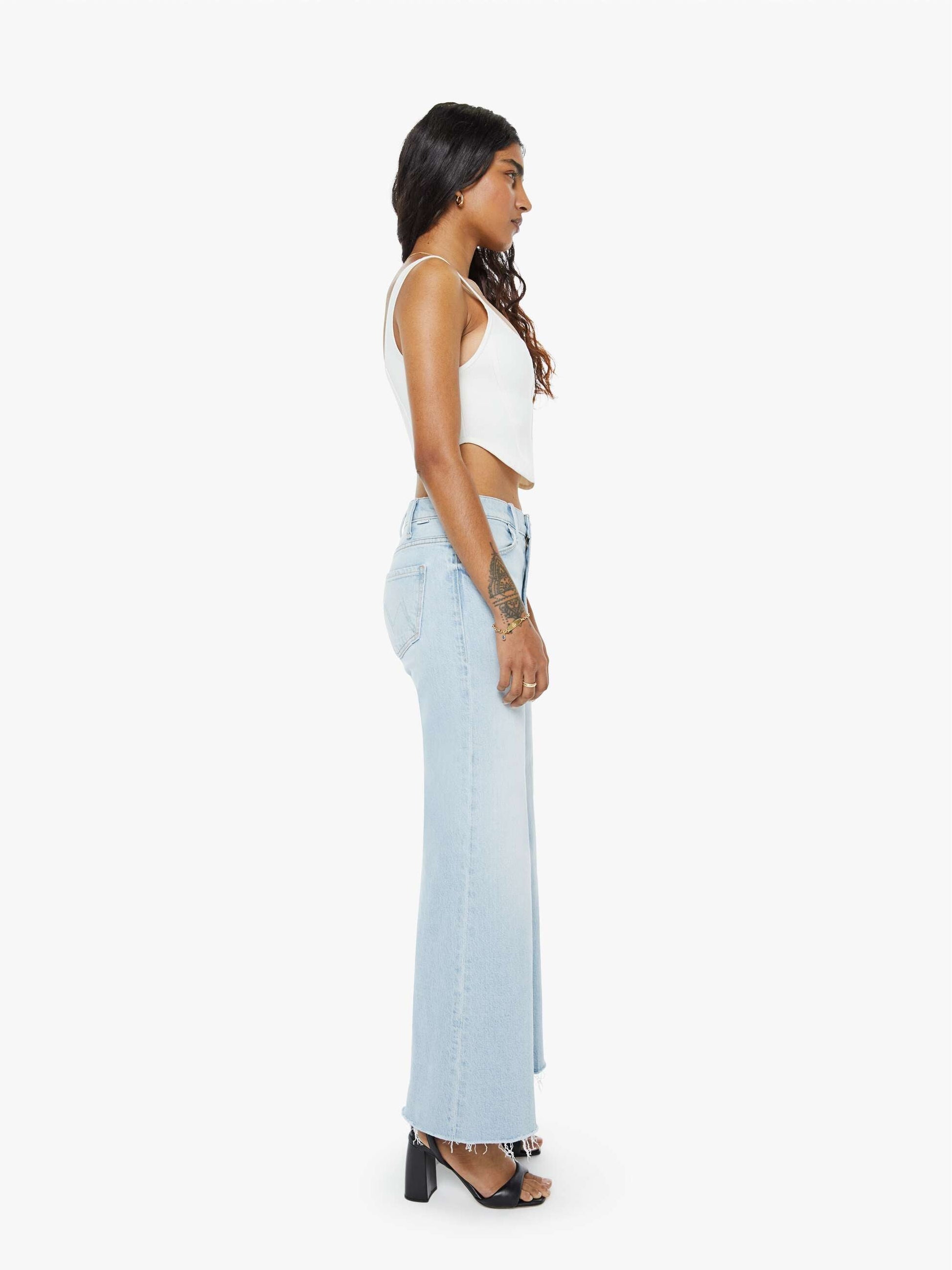 Mother Denim Women PETITES The Lil Hustler Roller Skimp Fray