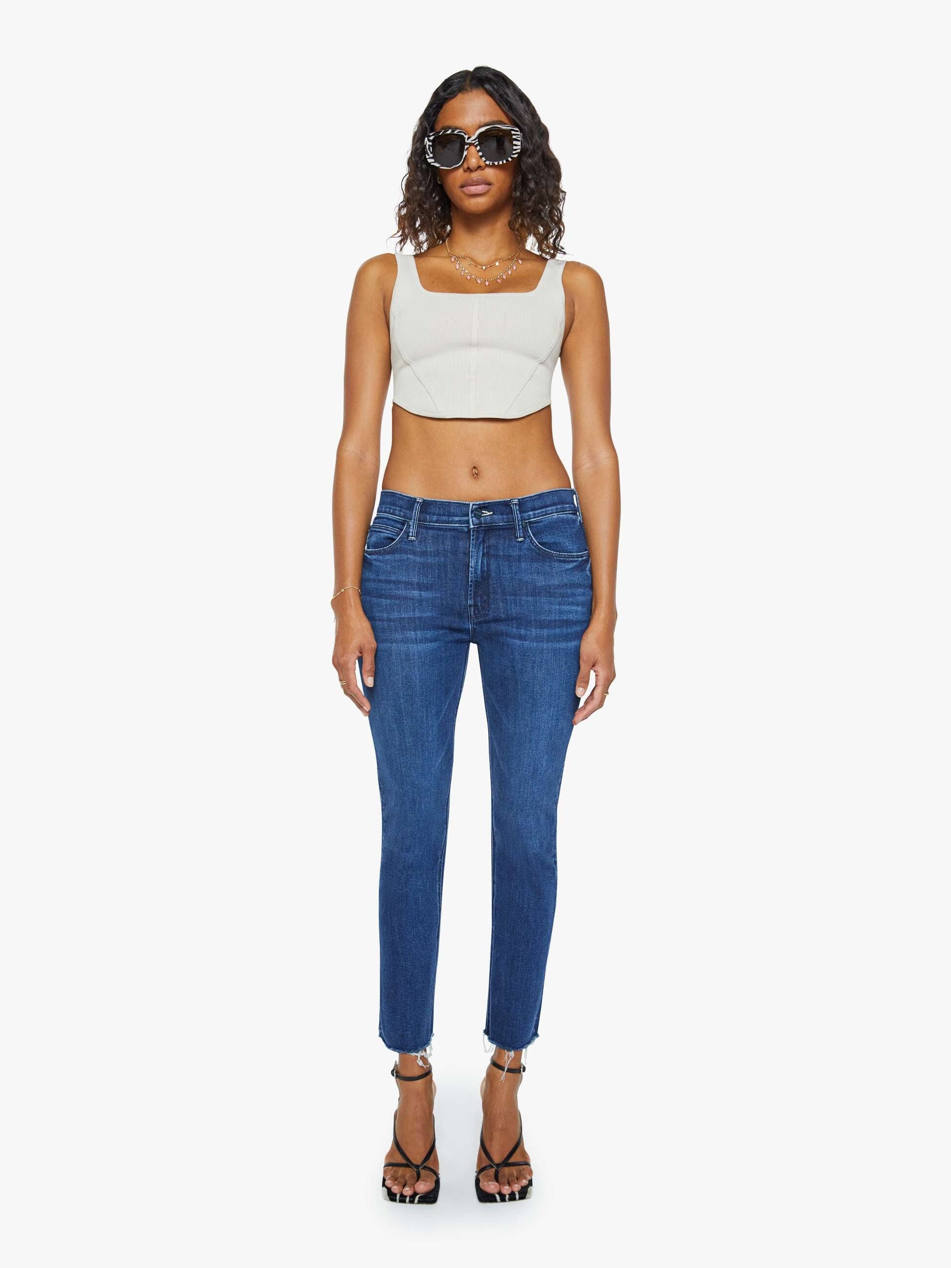 Mother Denim Women The Mid Rise Dazzler Ankle Fray