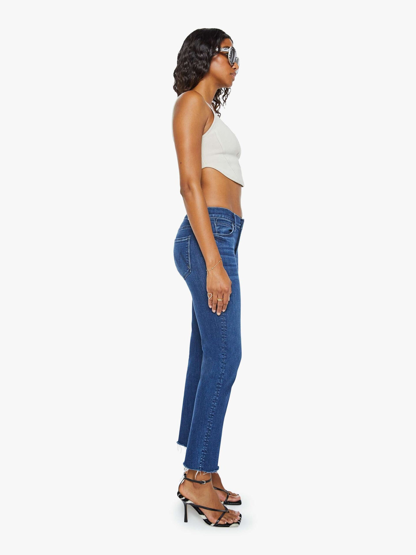 Mother Denim Women The Mid Rise Dazzler Ankle Fray