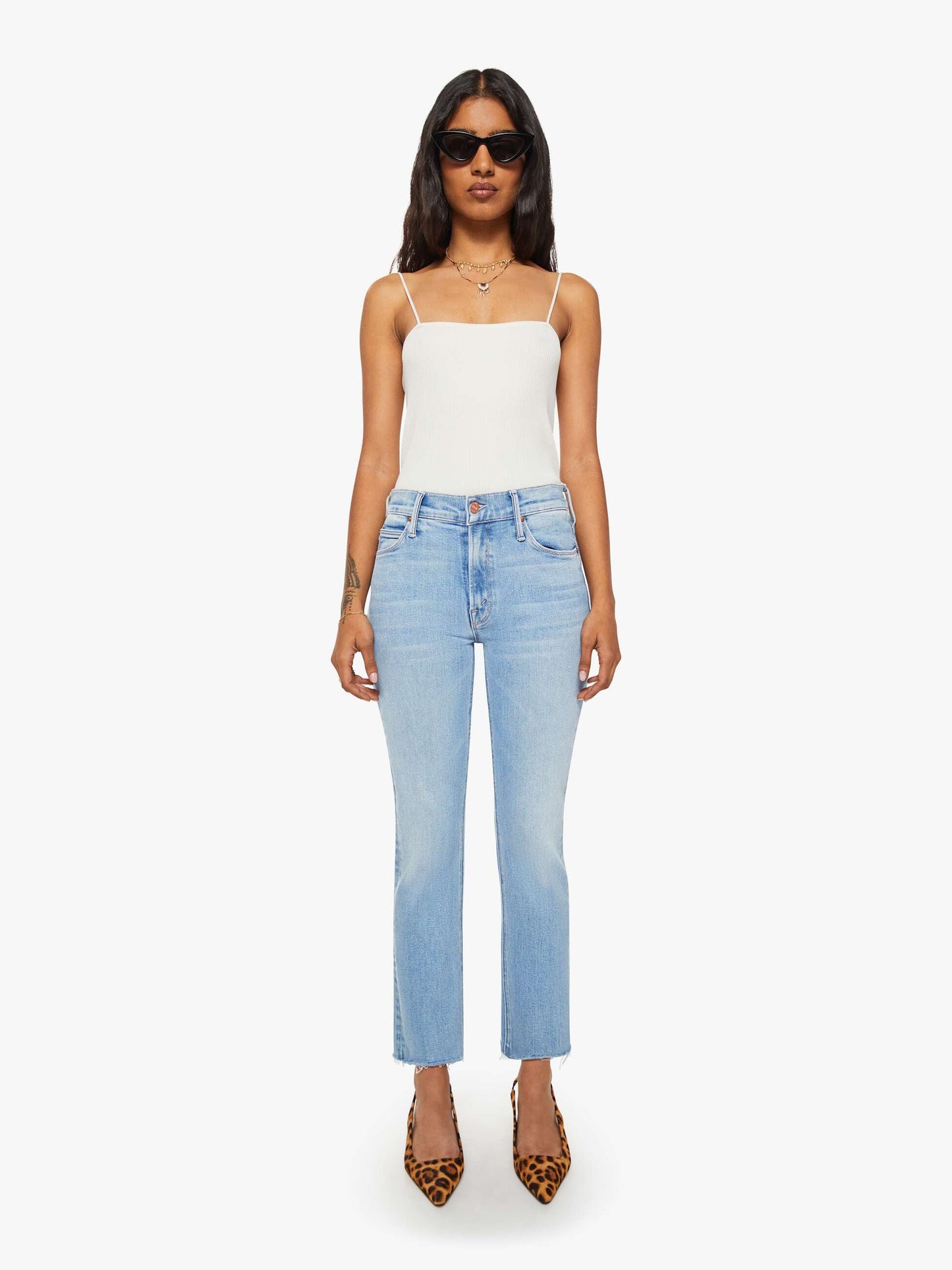 Mother Denim Women PETITES The Lil Mid Rise Dazzler Ankle Fray