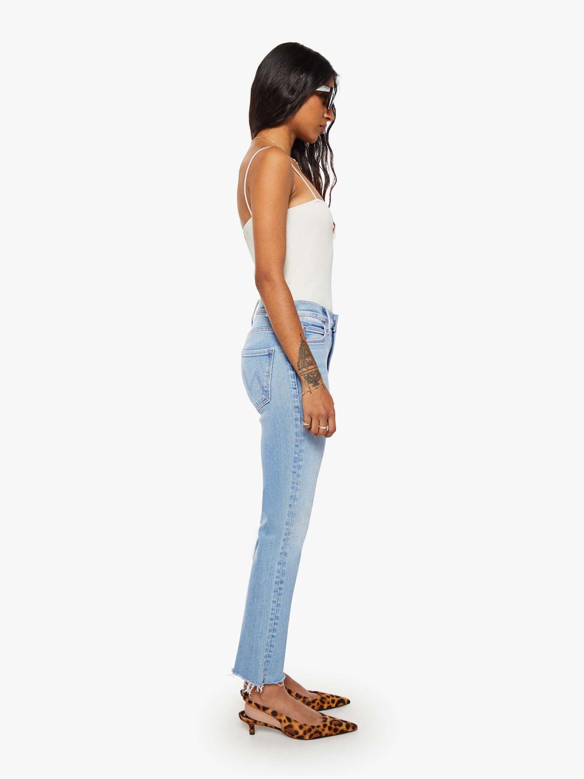 Mother Denim Women PETITES The Lil Mid Rise Dazzler Ankle Fray