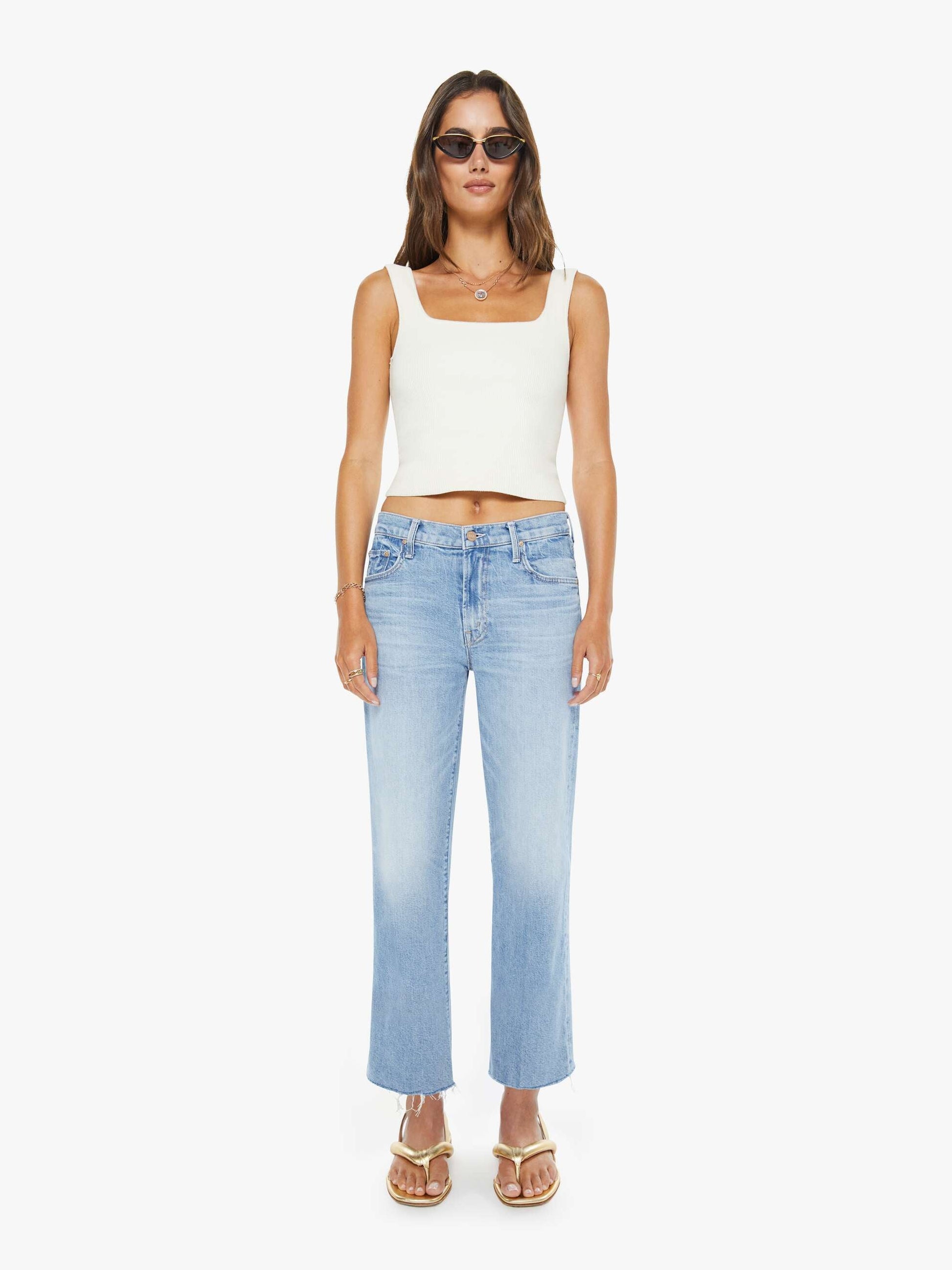 Mother Denim Women The Mid Rise Rambler Zip Ankle Fray