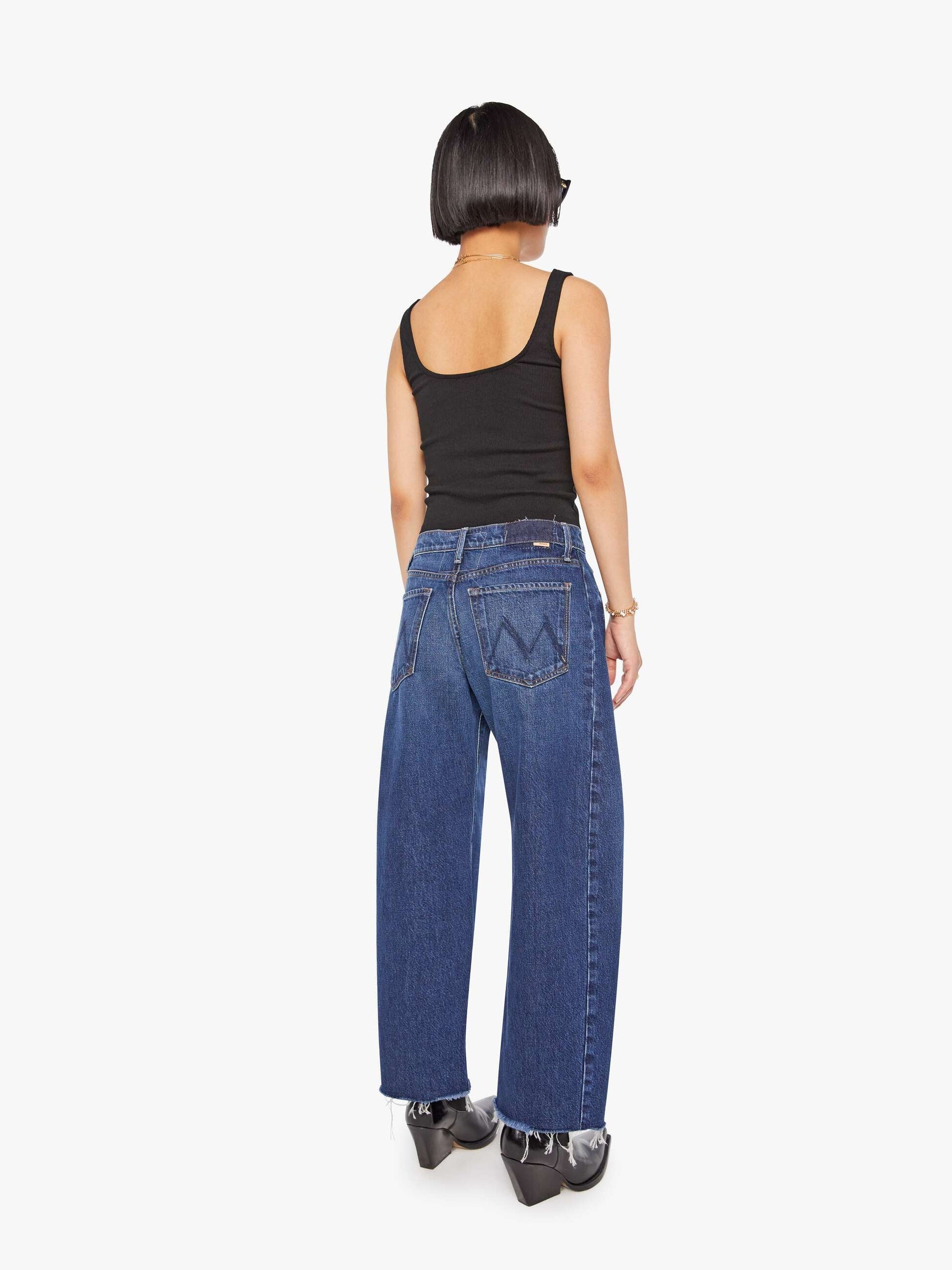 Mother Denim Women PETITES The Lil Mid Rise Full Pipe Flood Fray