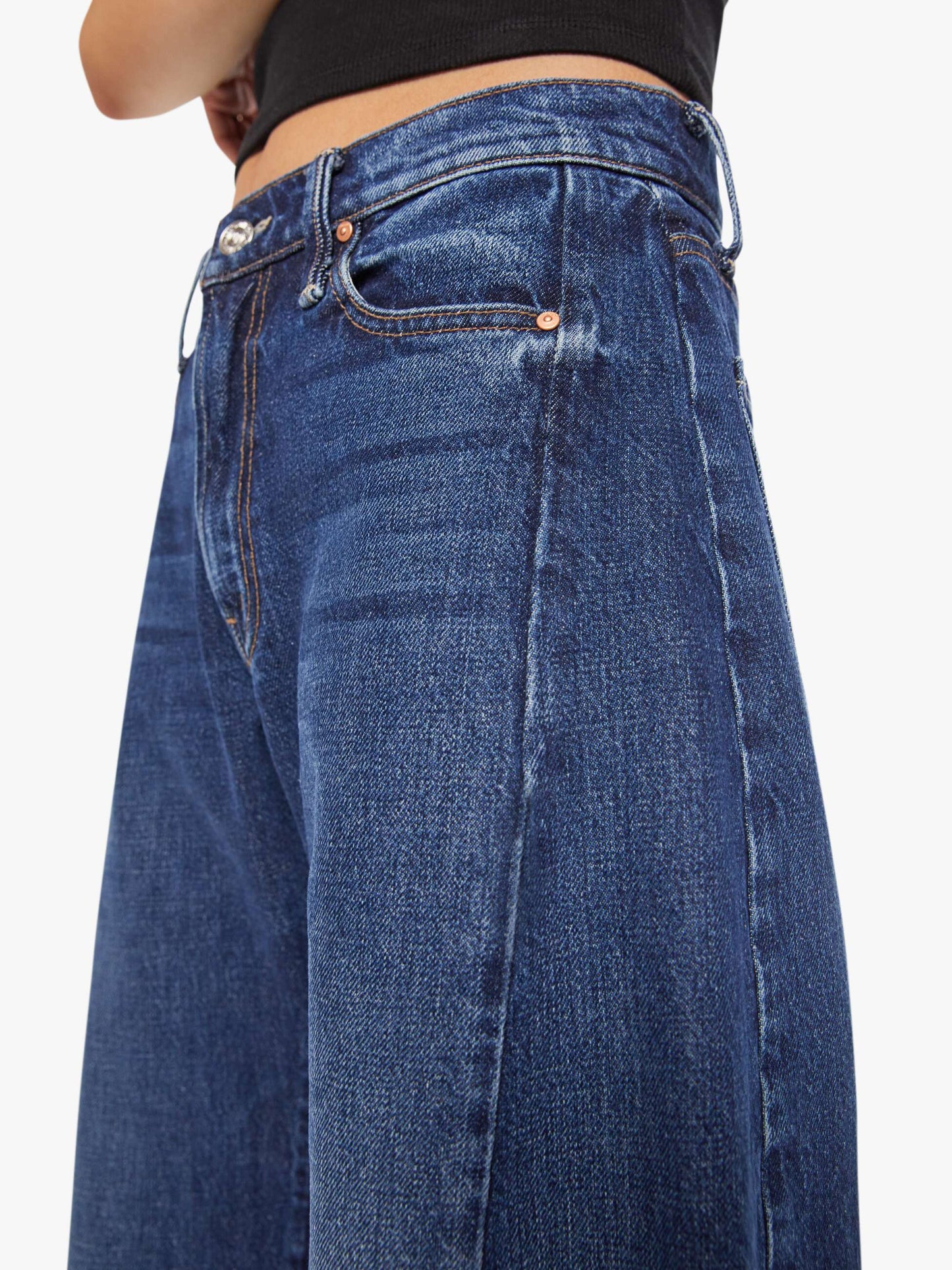 Mother Denim Women PETITES The Lil Mid Rise Full Pipe Flood Fray