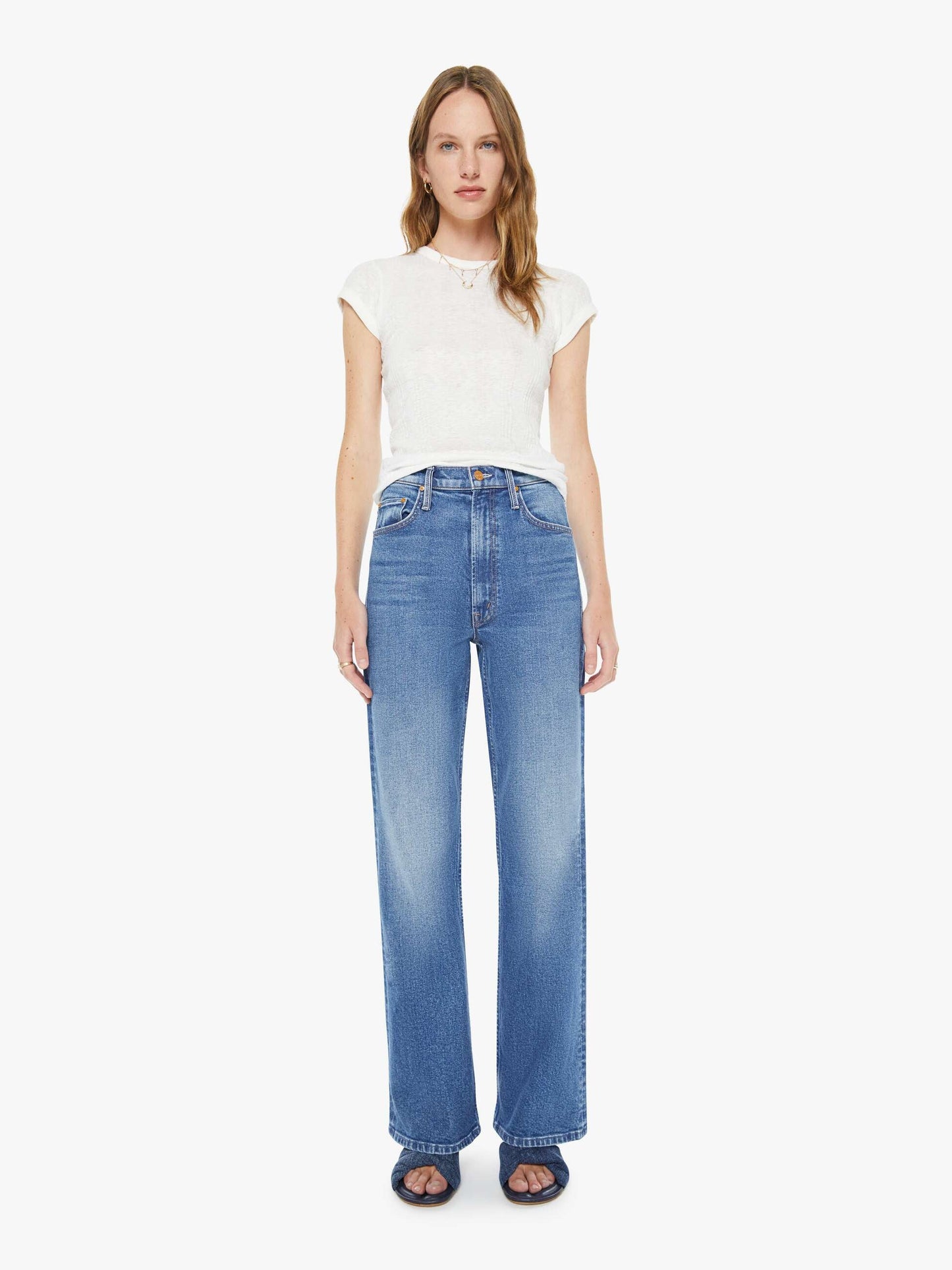 Mother Denim Women High Waisted Bookie Sneak