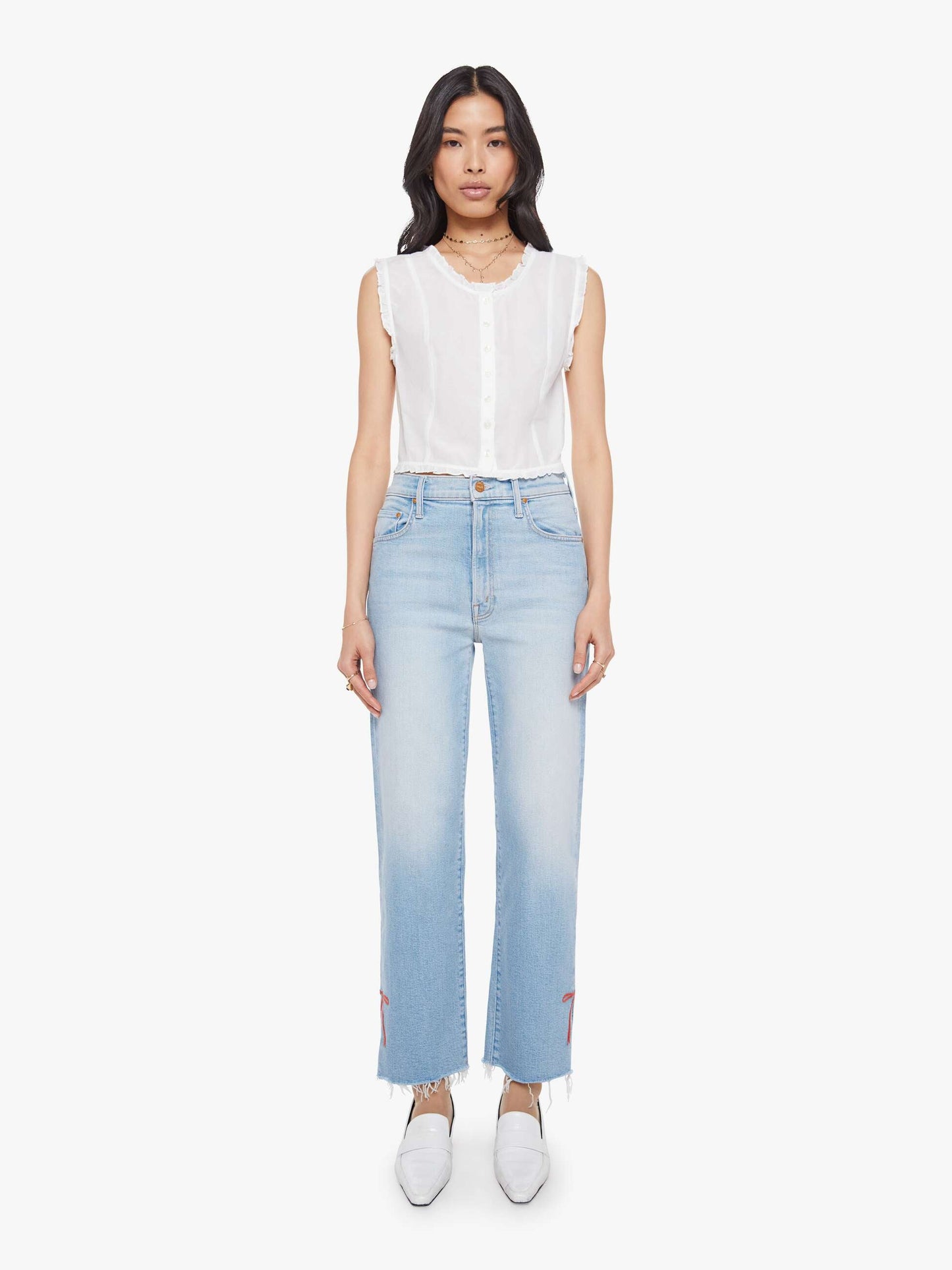 Mother Denim Women The Rambler Zip Slice Hover Fray