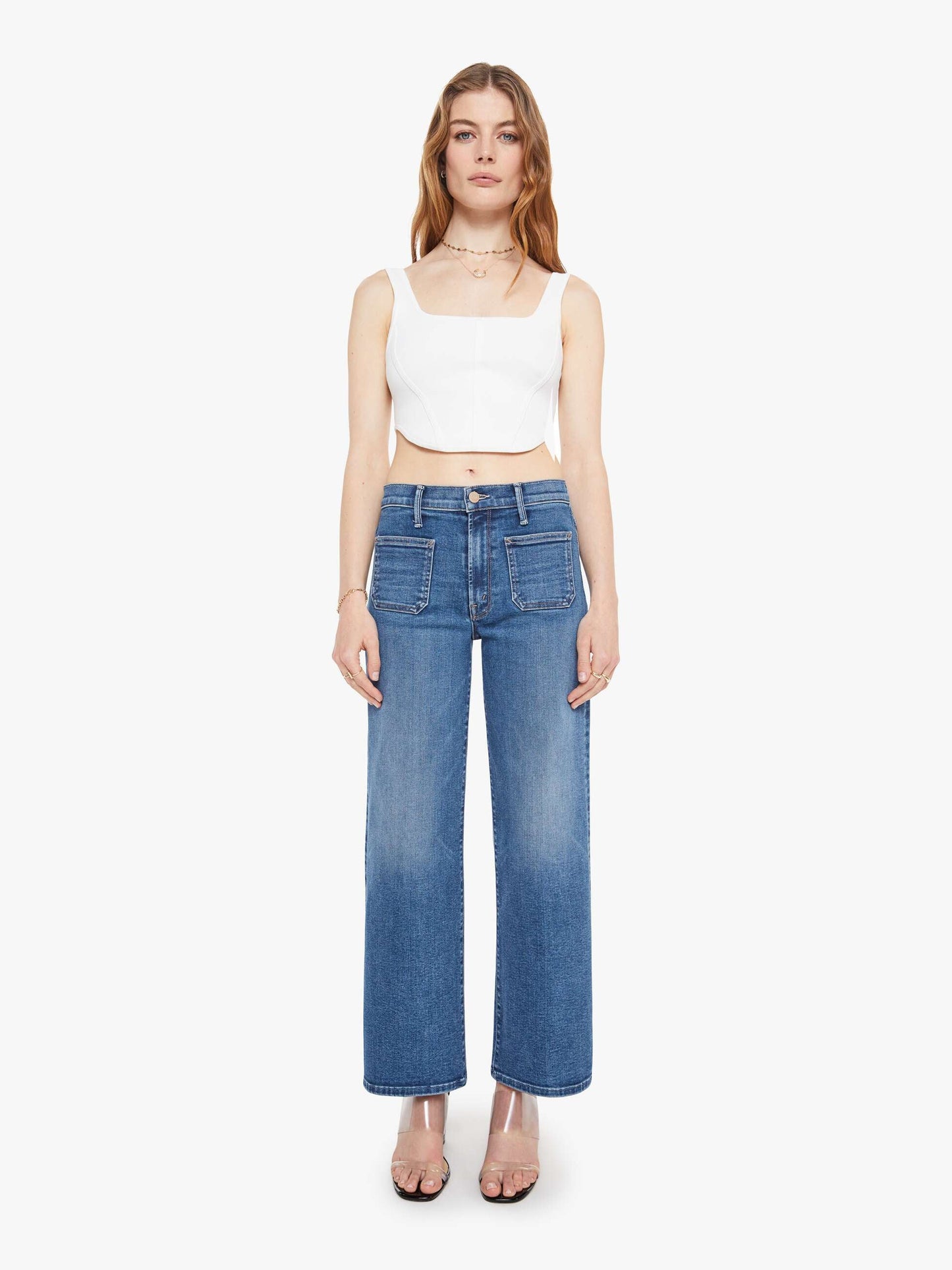 Mother Denim Women The Patch Pocket Mid Rise Maven Ankle
