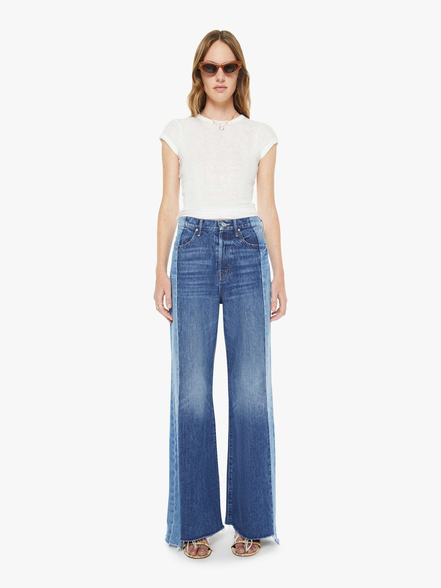 Mother Denim Women The Tux Sidestepper Sneak Fray