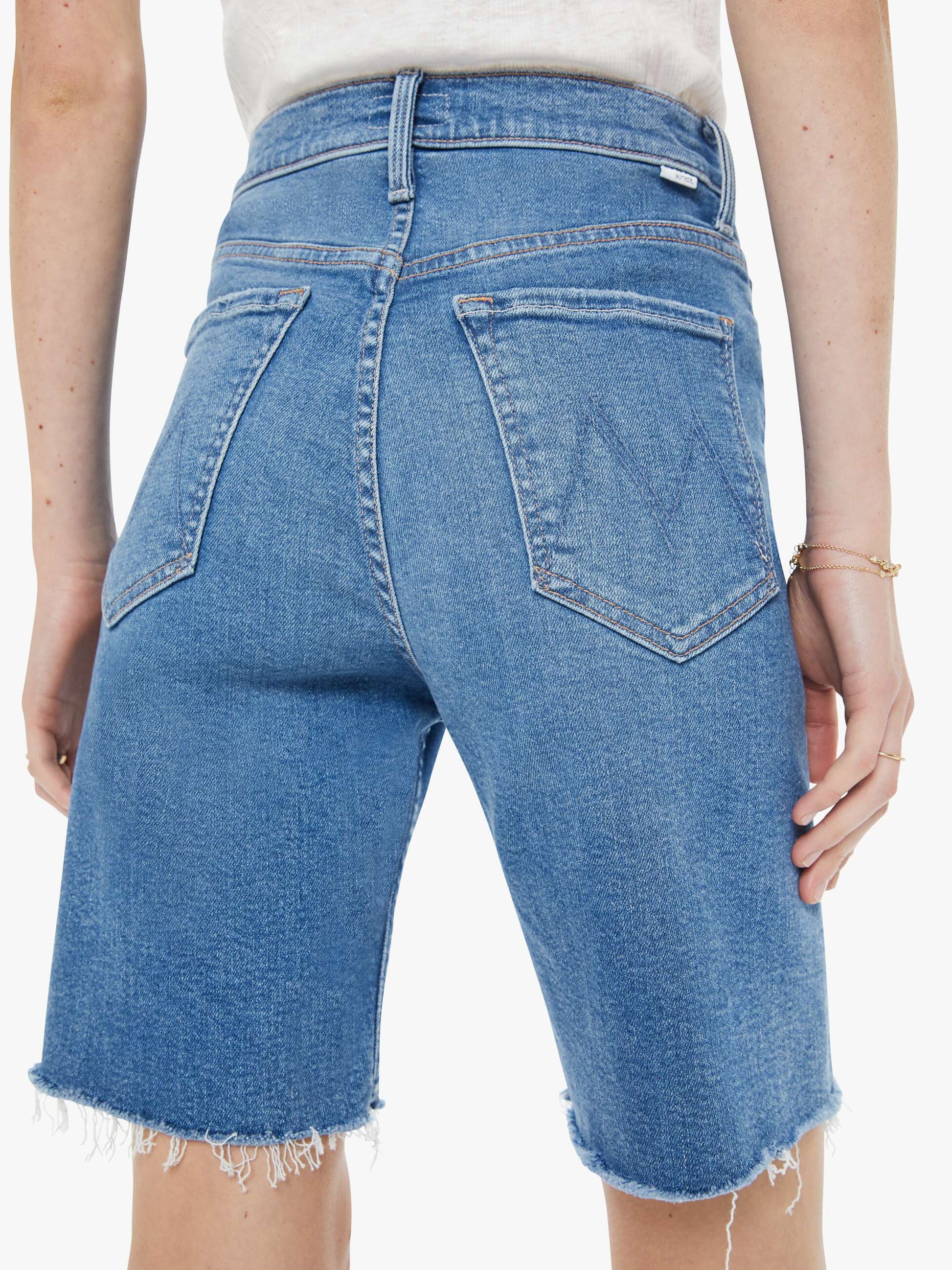 Mother Denim Women High Waisted Rider Bermuda Short Fray
