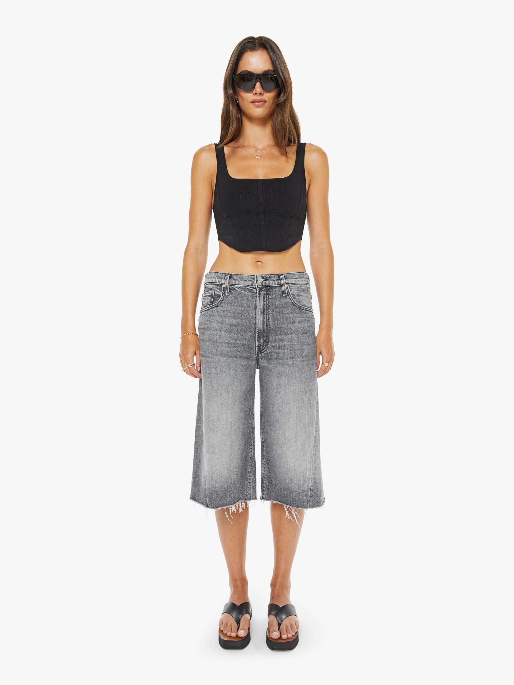 Mother Denim Women The Whole Lot Zip Twist Fray