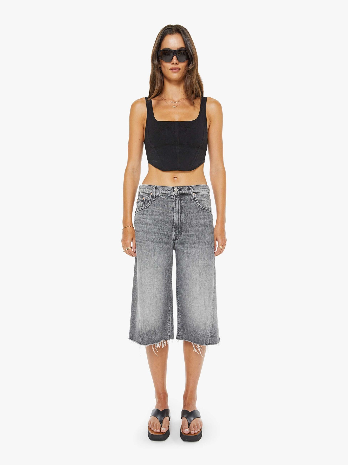 Mother Denim Women The Whole Lot Zip Twist Fray