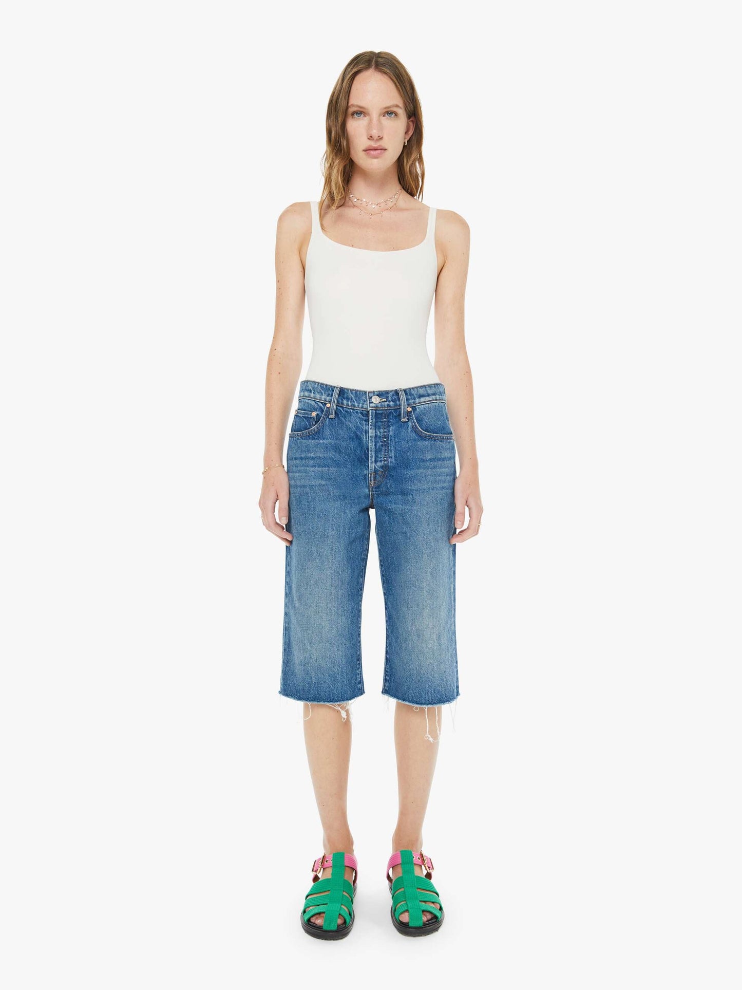 Mother Denim Women The Kick It Half N' Half Fray