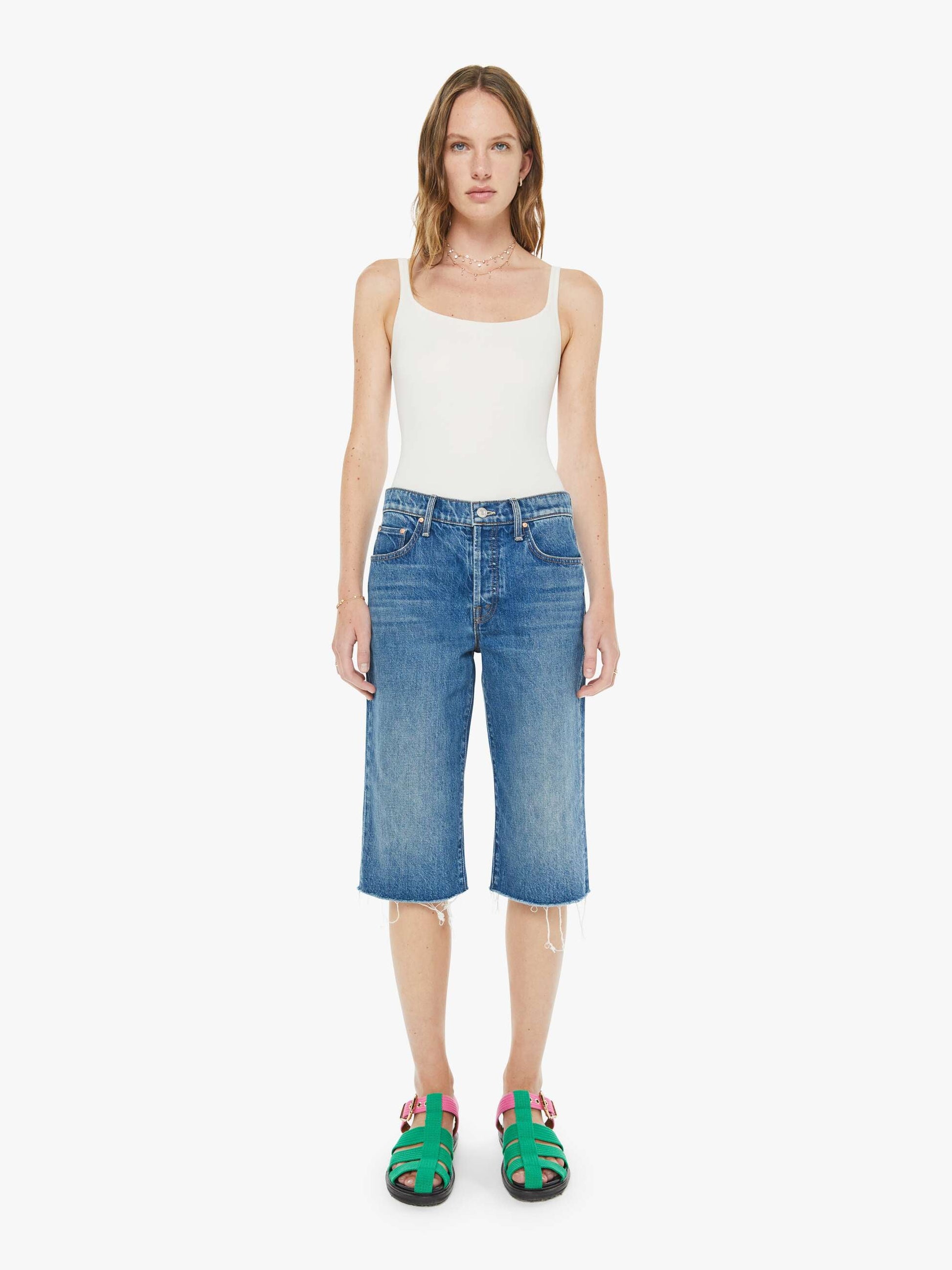 Mother Denim Women The Kick It Half N' Half Fray