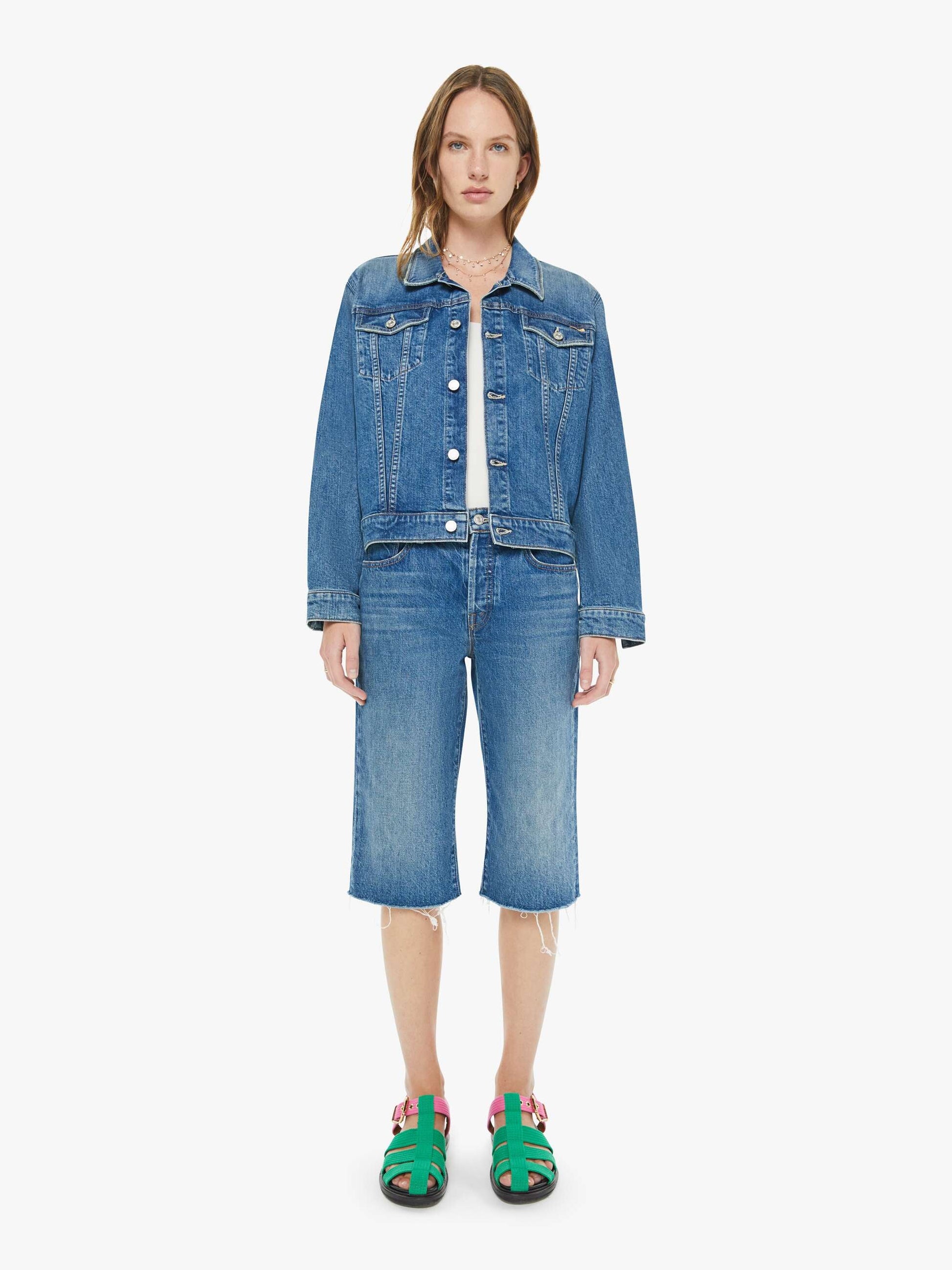Mother Denim Women The Kick It Half N' Half Fray