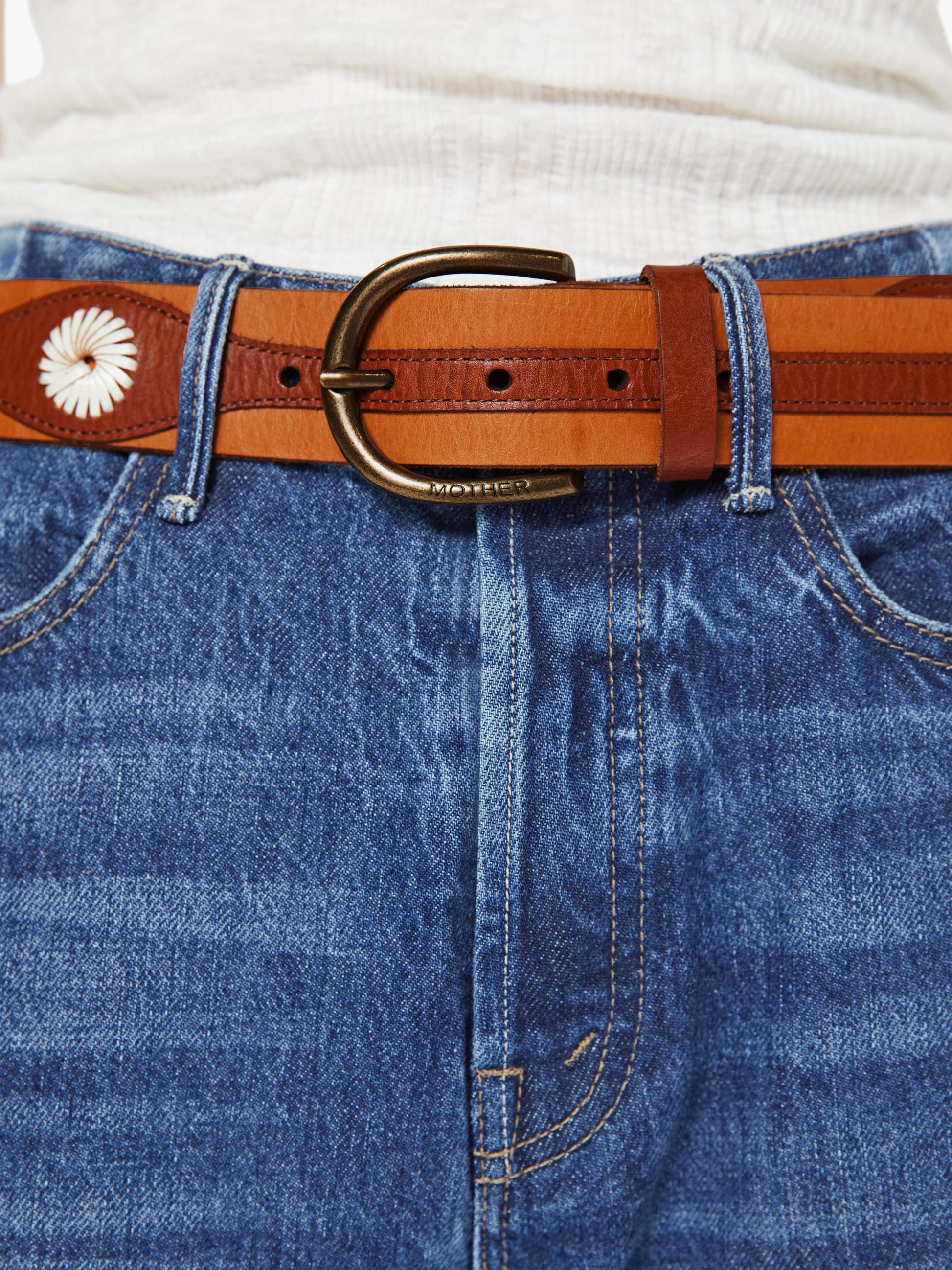 Mother Denim Women The 2 Tone Leather Belt