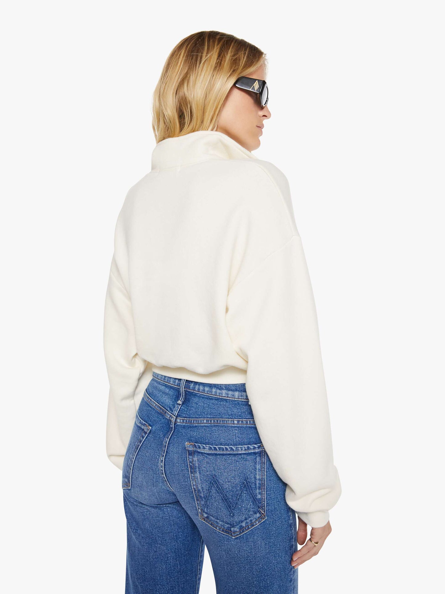 Mother Denim Brands Eterne Cropped Half-Zip Sweatshirt