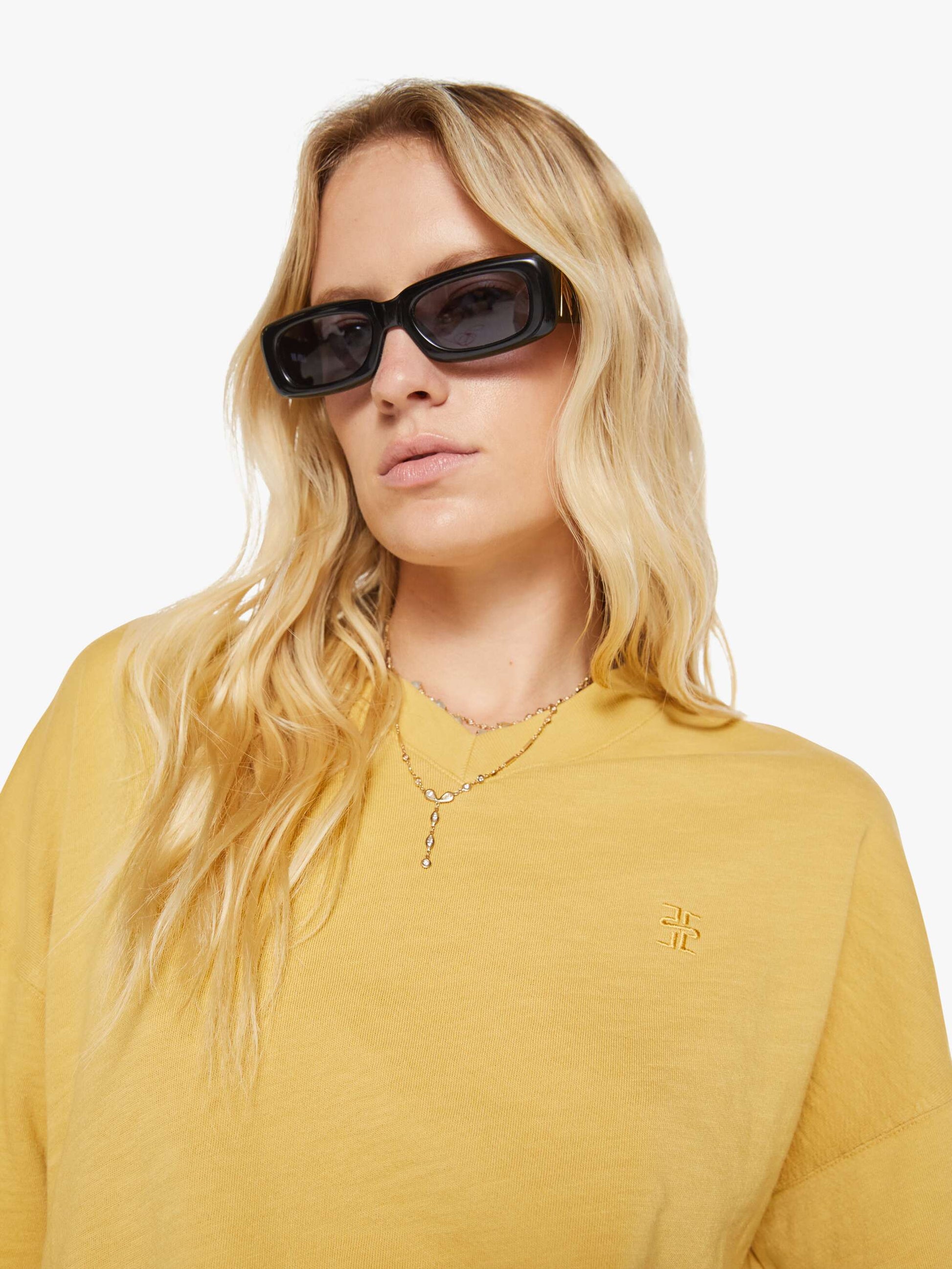 Mother Denim Brands Eterne Cropped V-Neck Sweatshirt