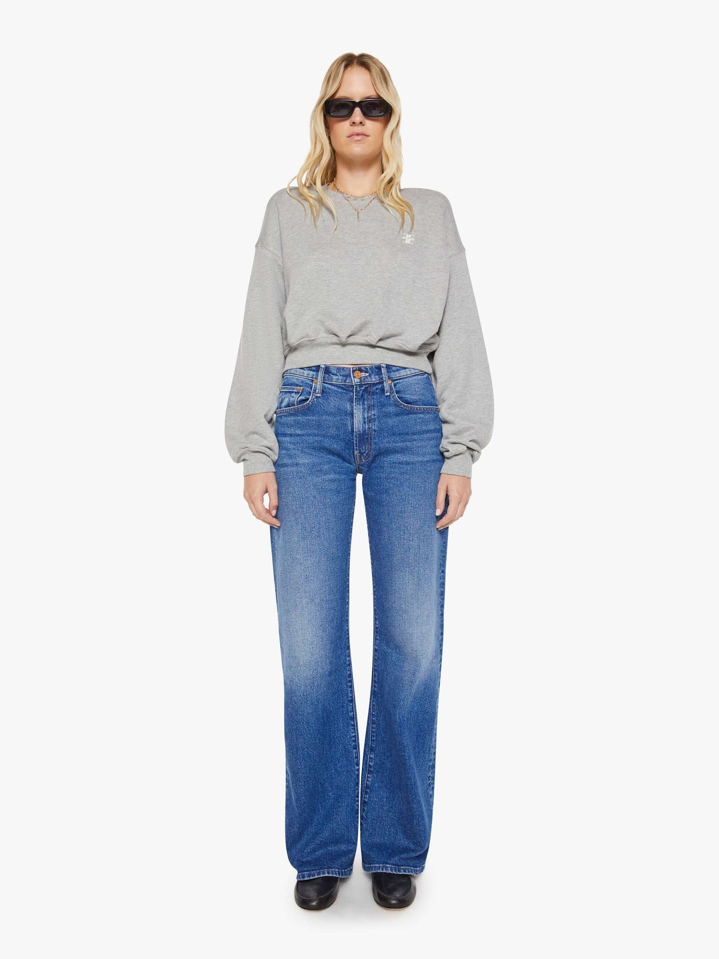 Mother Denim Brands Eterne Cropped Crewneck Sweatshirt