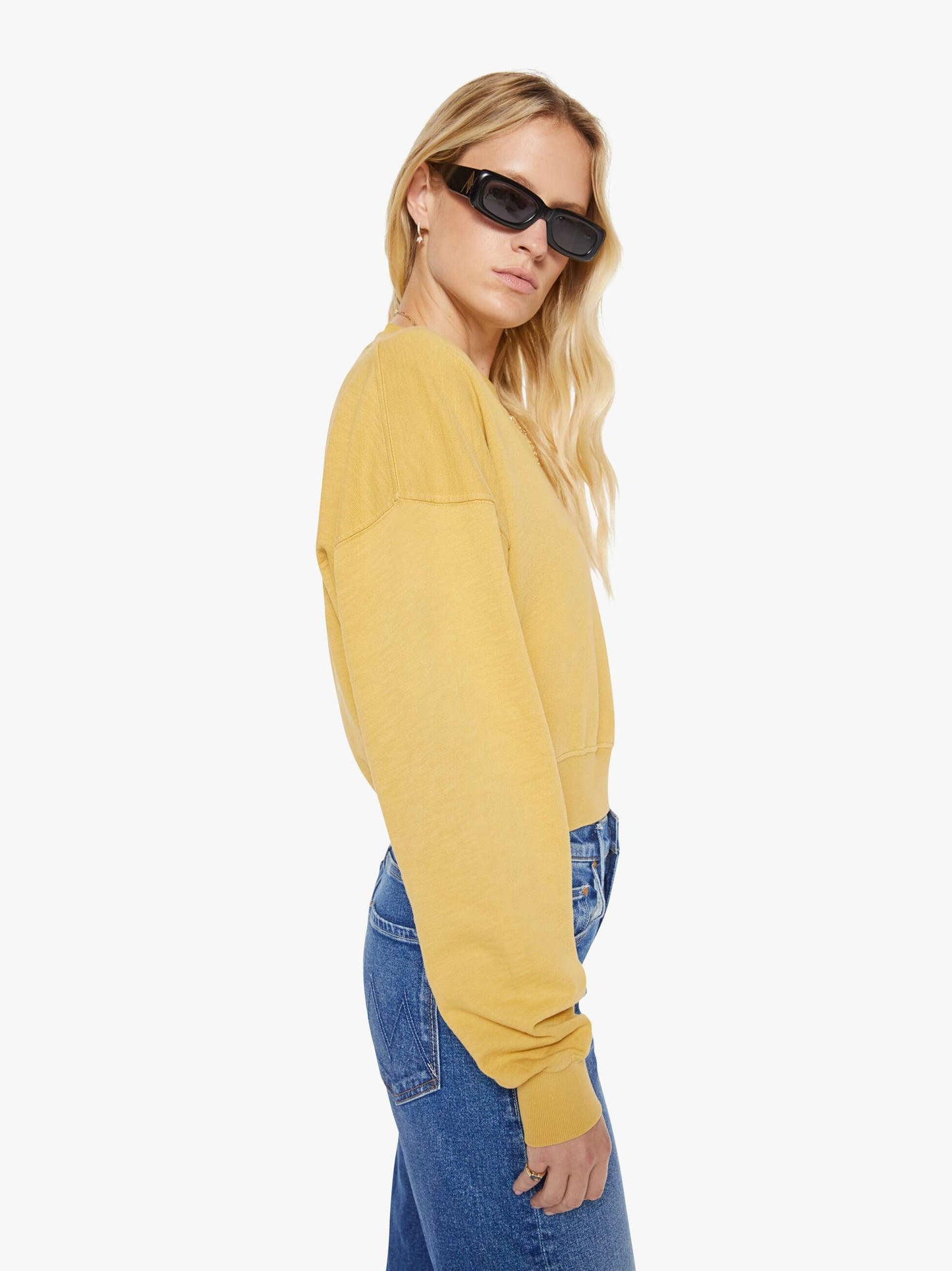 Mother Denim Brands Eterne Cropped V-Neck Sweatshirt