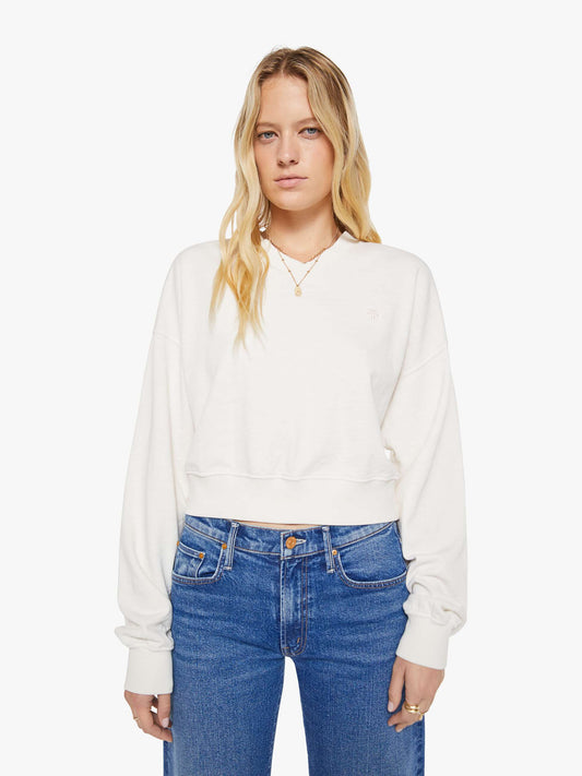 Mother Denim Brands Eterne Cropped V-Neck Sweatshirt
