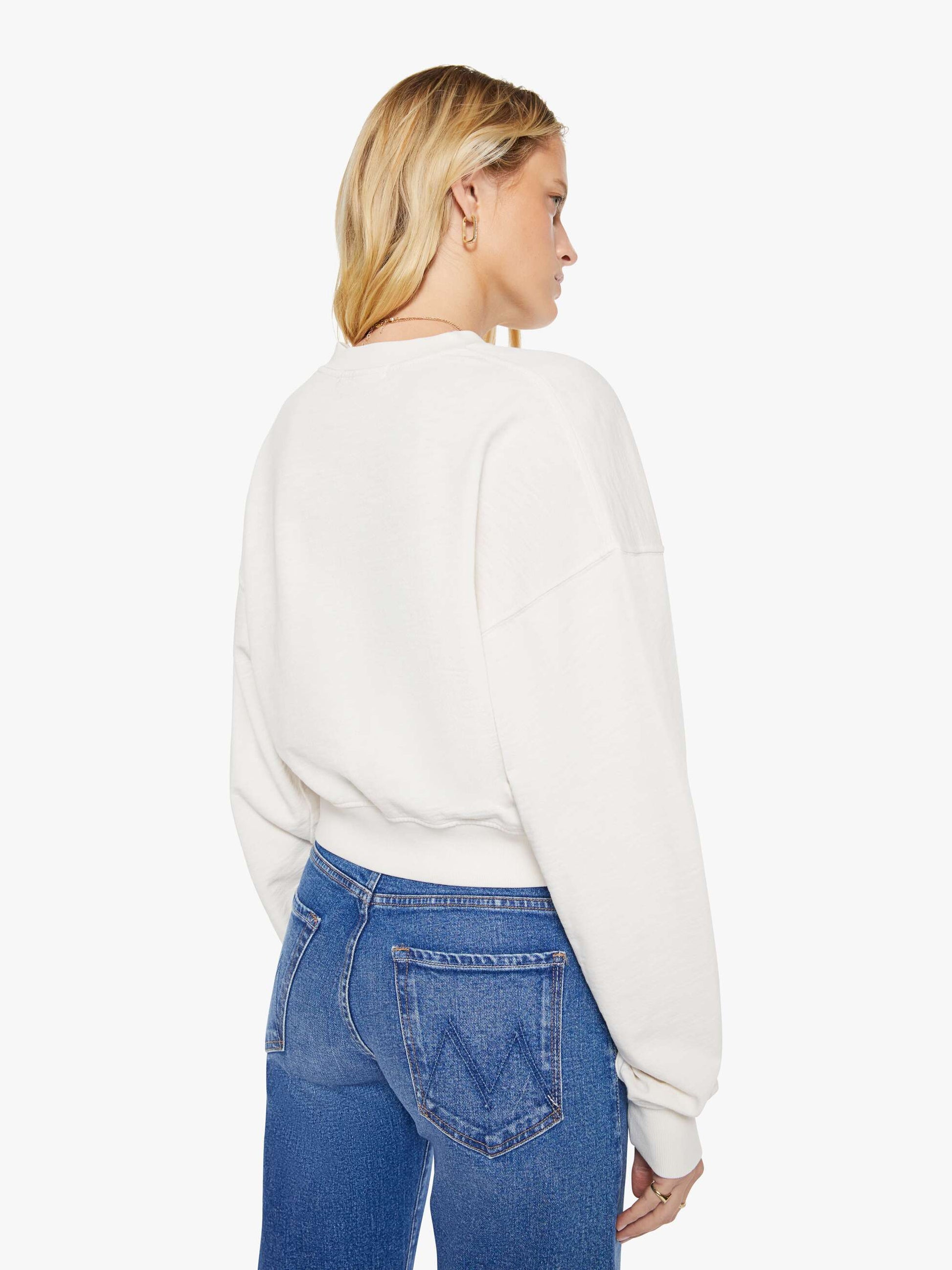 Mother Denim Brands Eterne Cropped V-Neck Sweatshirt