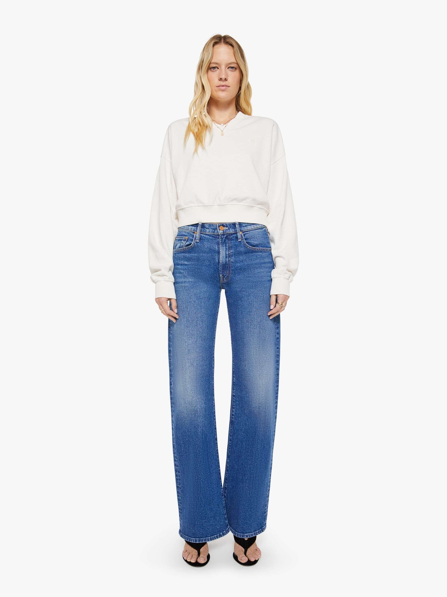 Mother Denim Brands Eterne Cropped V-Neck Sweatshirt