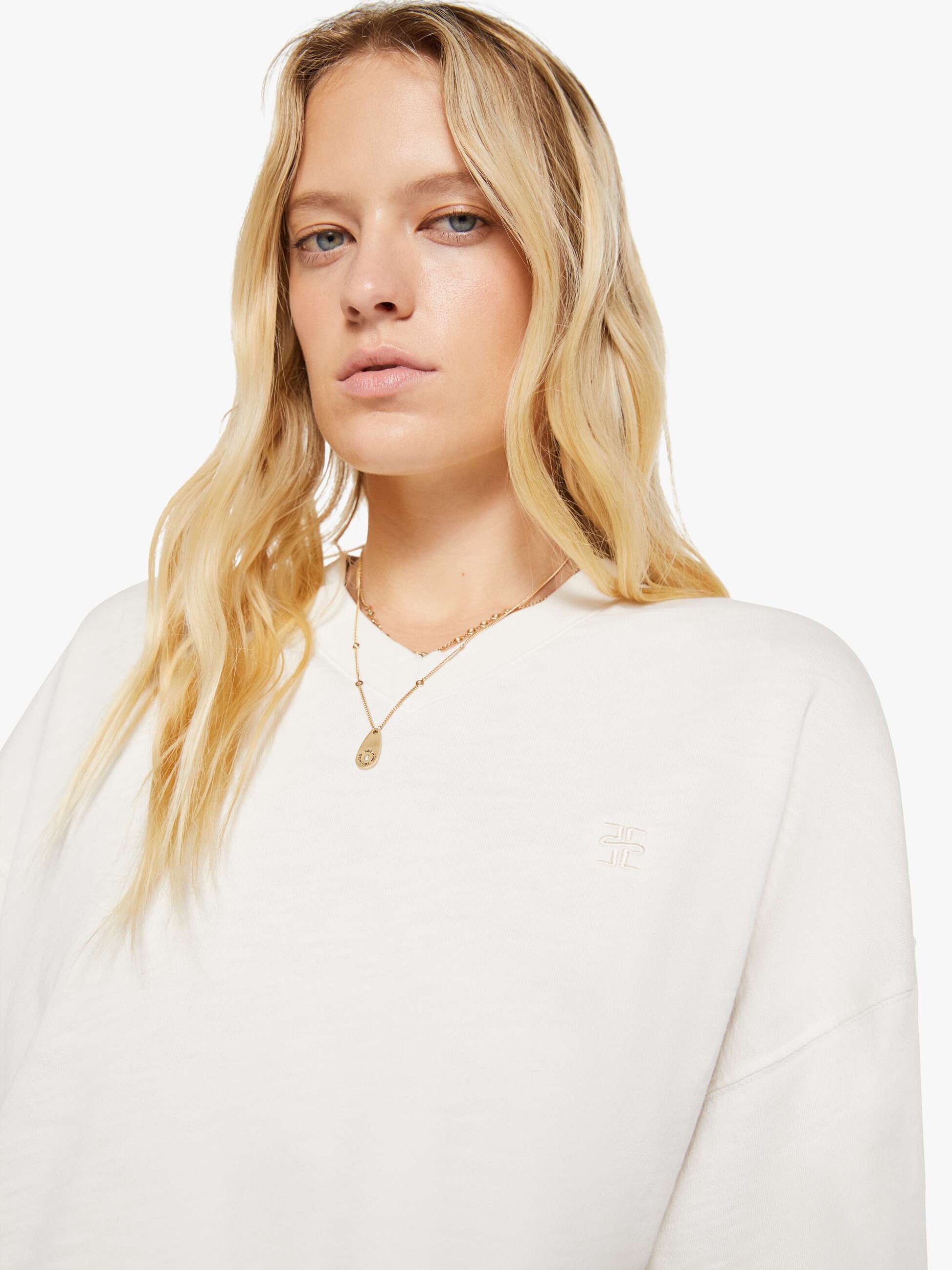 Mother Denim Brands Eterne Cropped V-Neck Sweatshirt