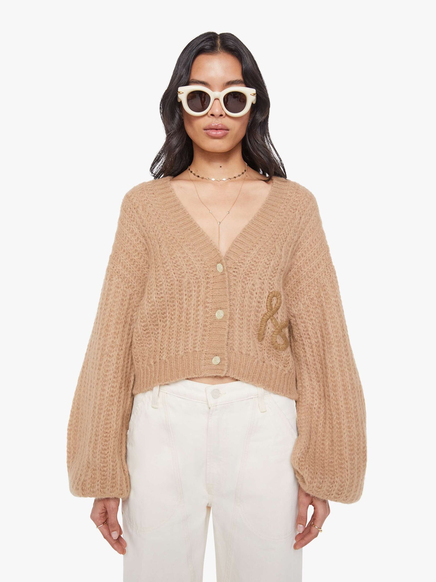 Mother Denim Women The Puffy Sleeve Varsity Cardigan