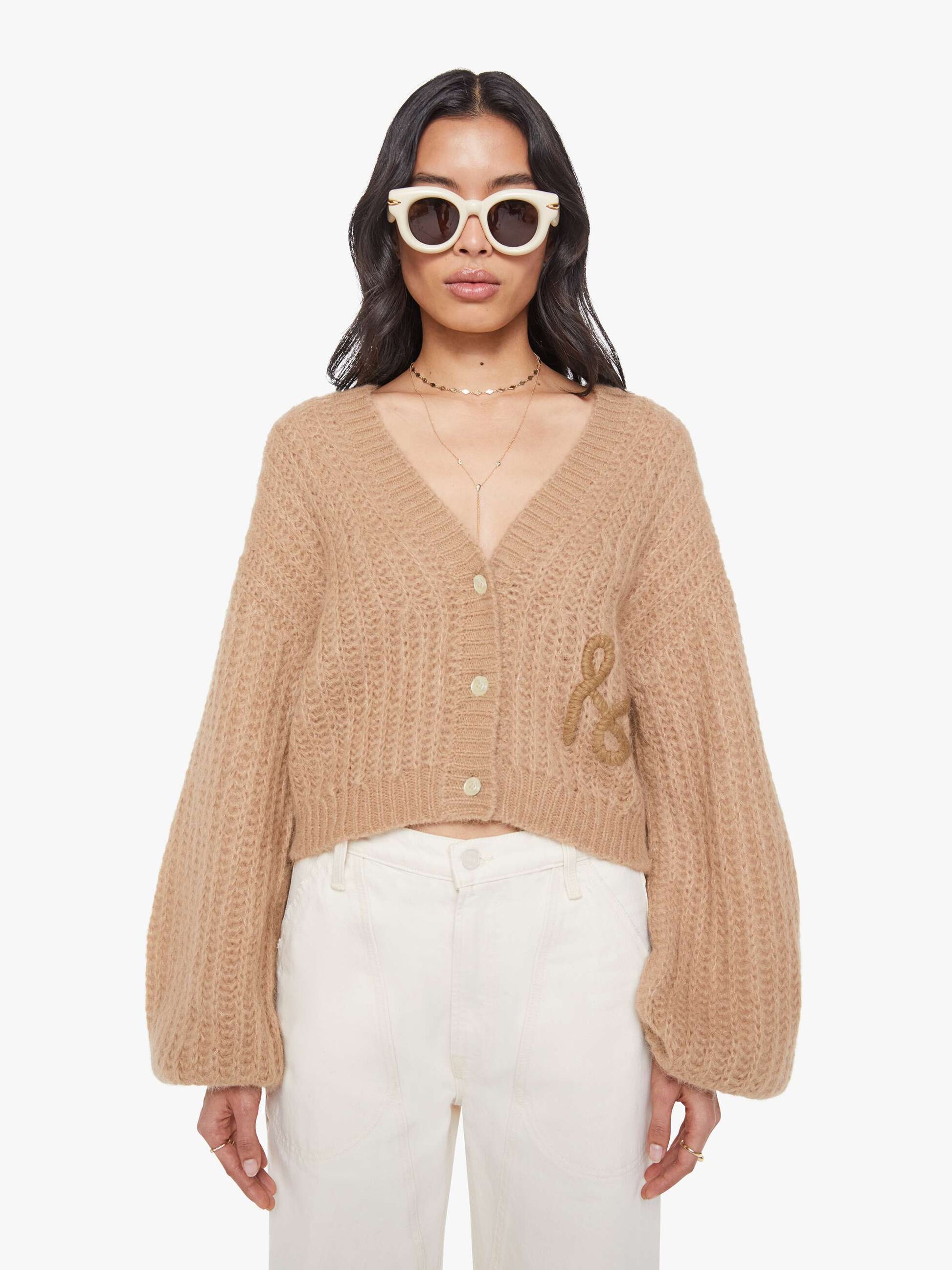 Mother Denim Women The Puffy Sleeve Varsity Cardigan