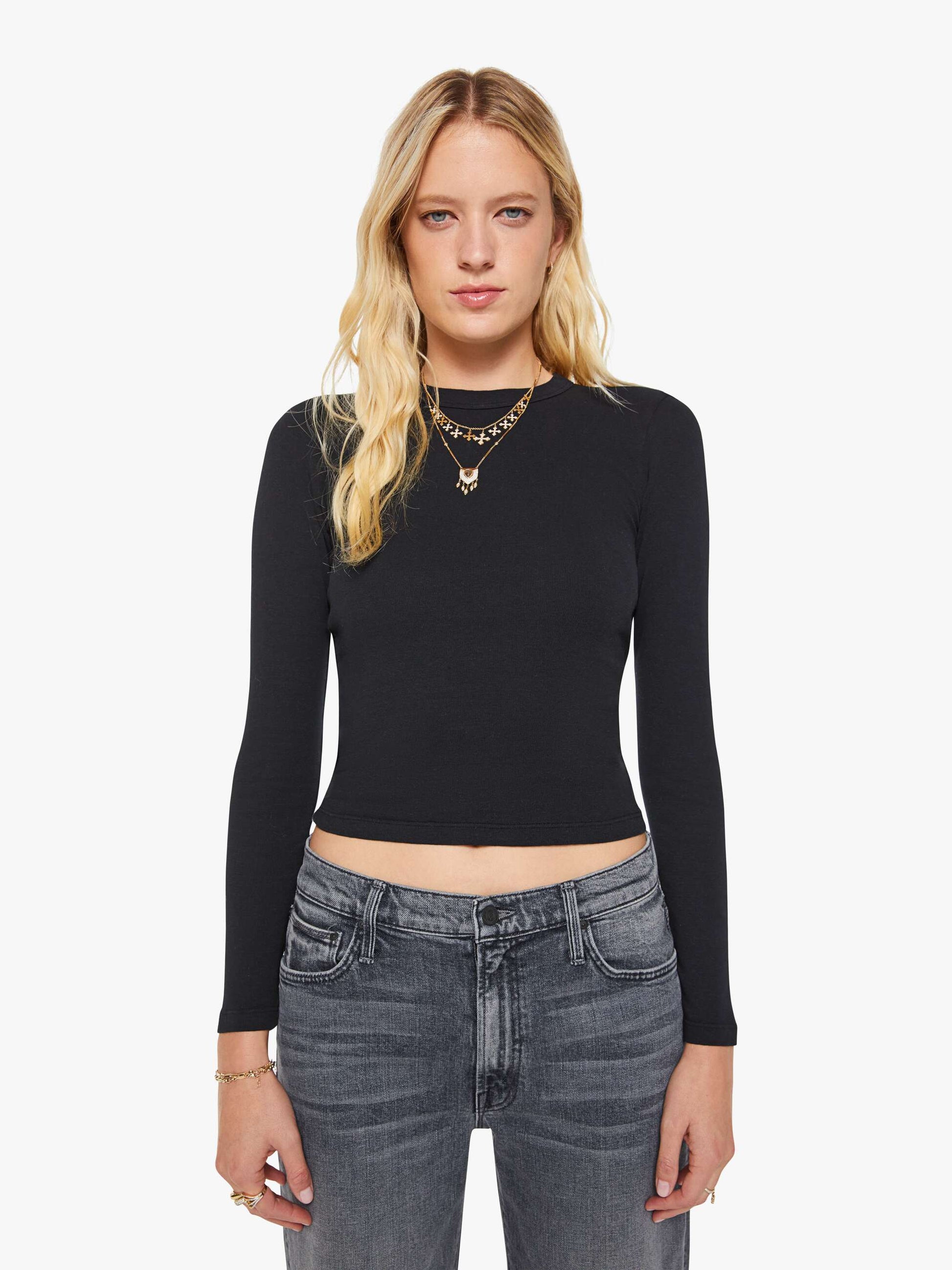 Mother Denim Women The L/S Itty Bitty Crop