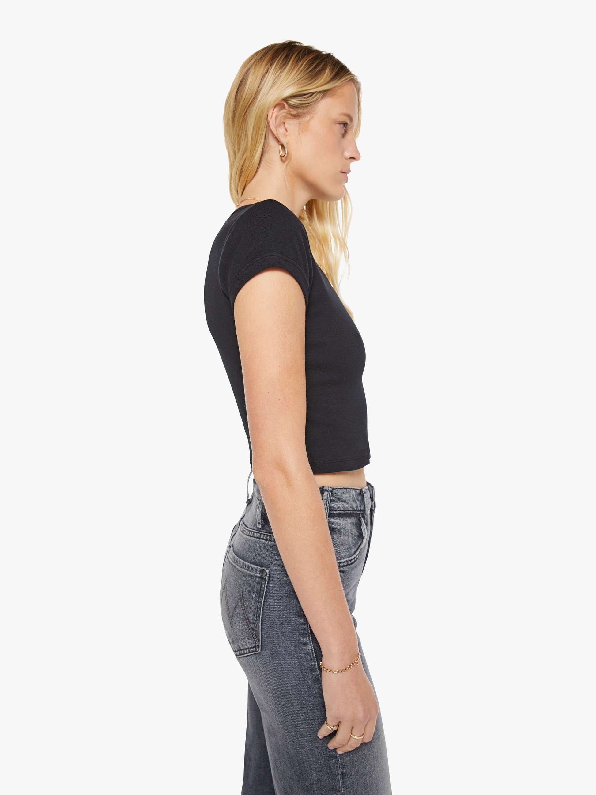 Mother Denim Women The Itty Bitty Ringer Crop