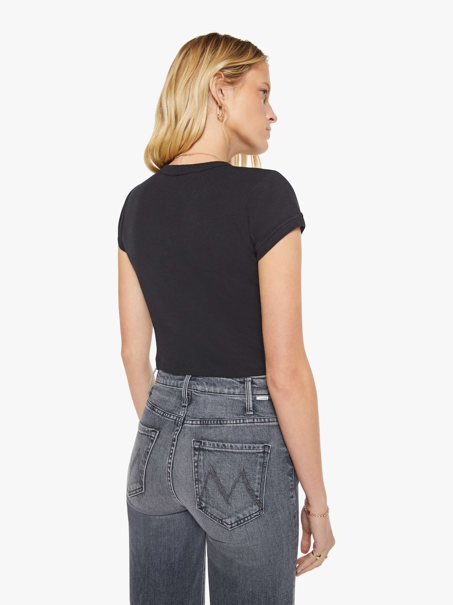 Mother Denim Women The Itty Bitty Ringer Crop