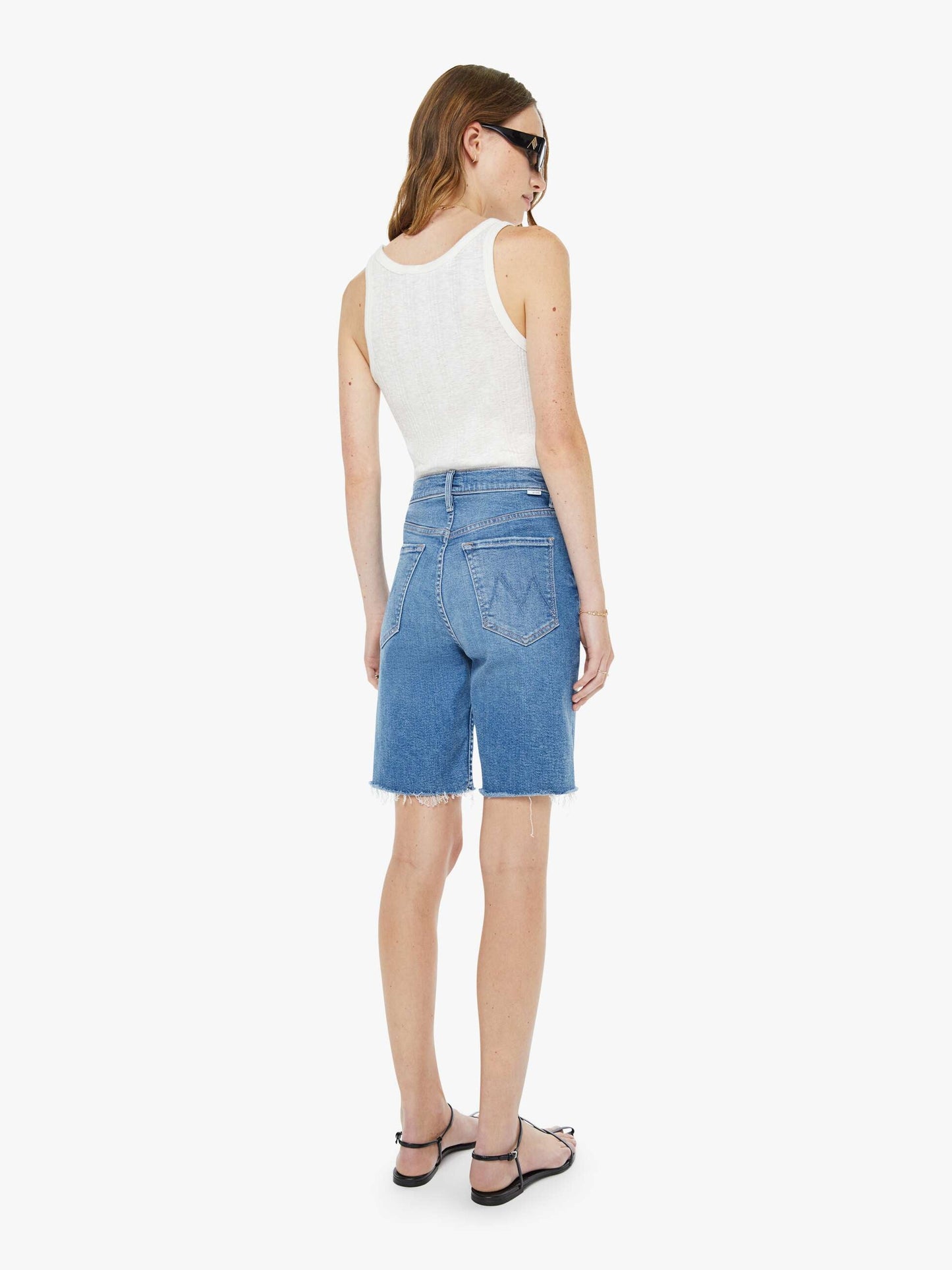 Mother Denim Women High Waisted Rider Bermuda Short Fray