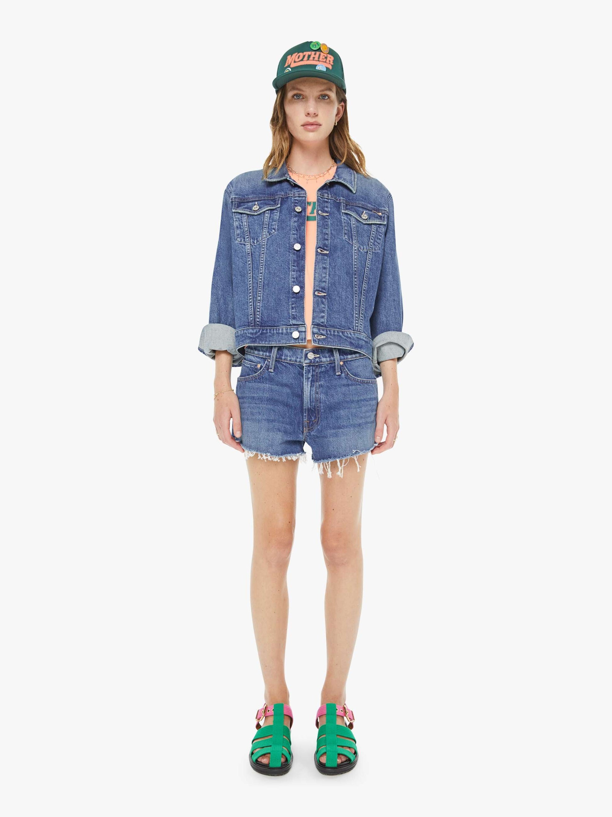 Mother Denim Women The Kick It Half N' Half Fray