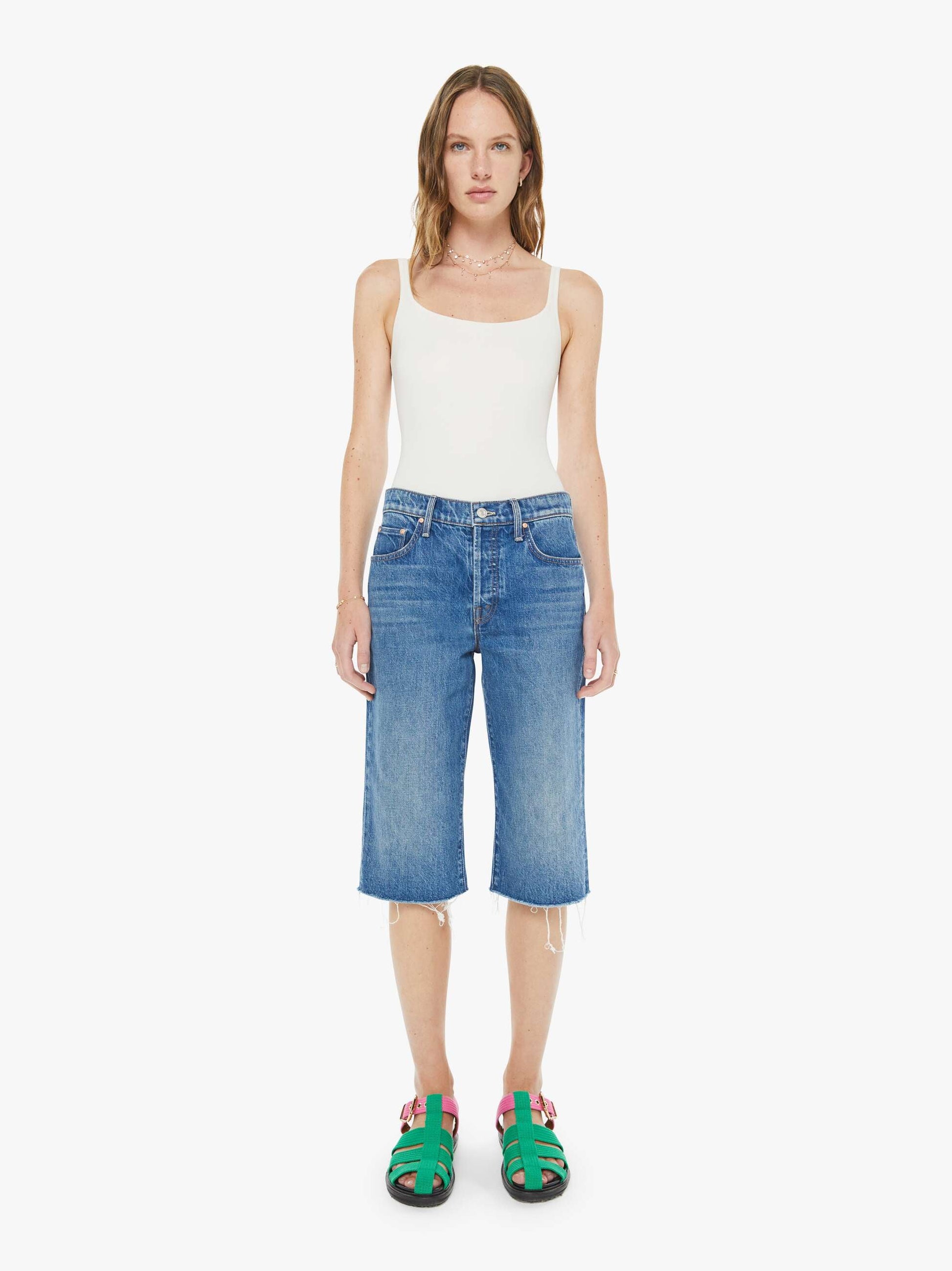 Mother Denim Women The Kick It Half N' Half Fray
