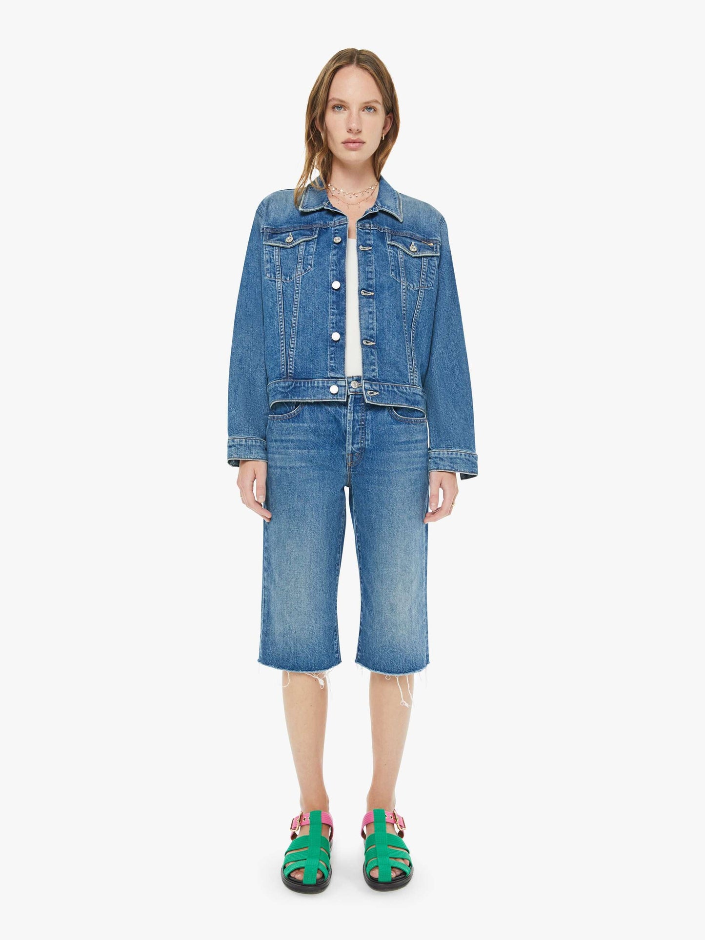 Mother Denim Women The Kick It Half N' Half Fray