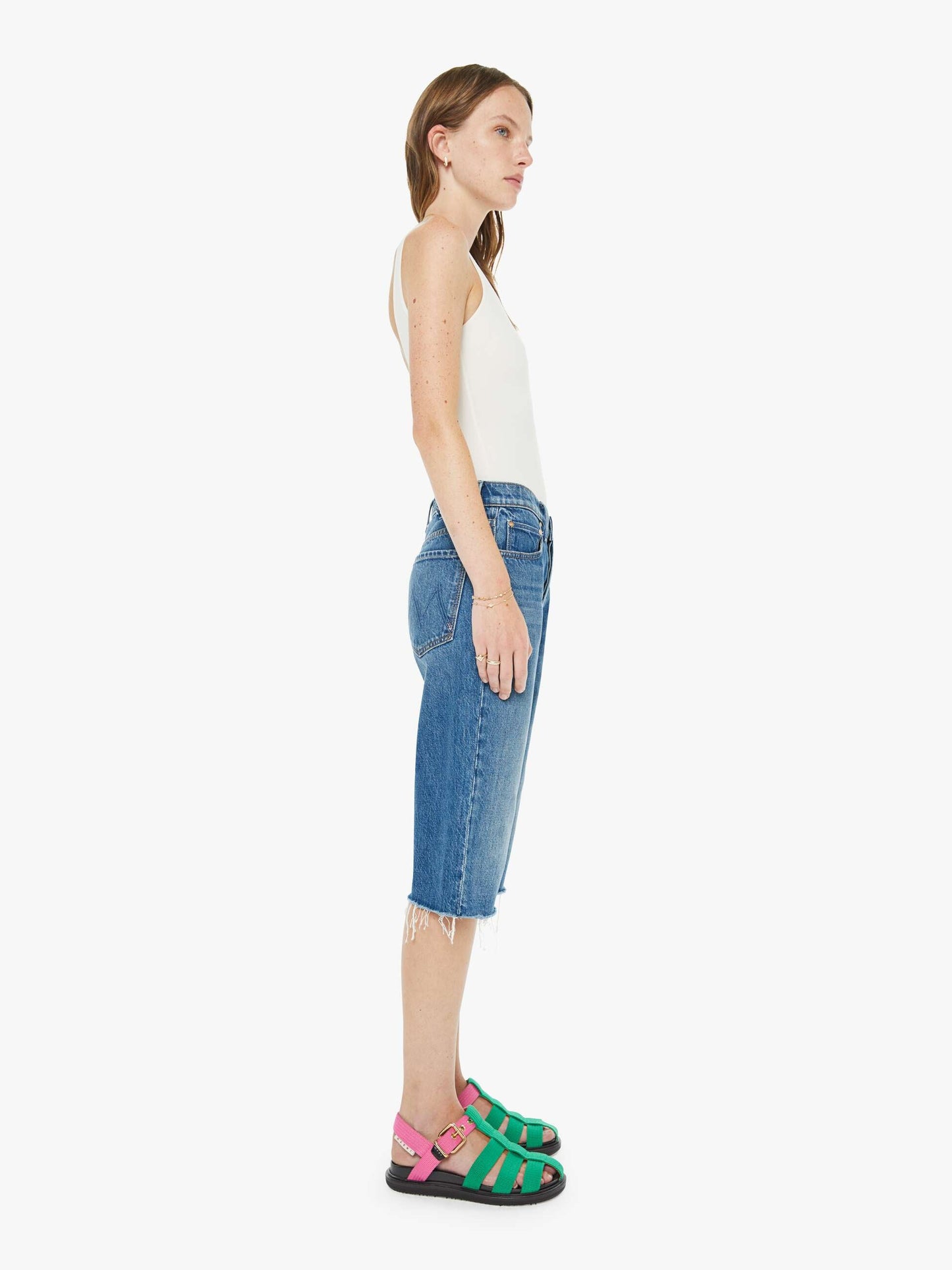 Mother Denim Women The Kick It Half N' Half Fray