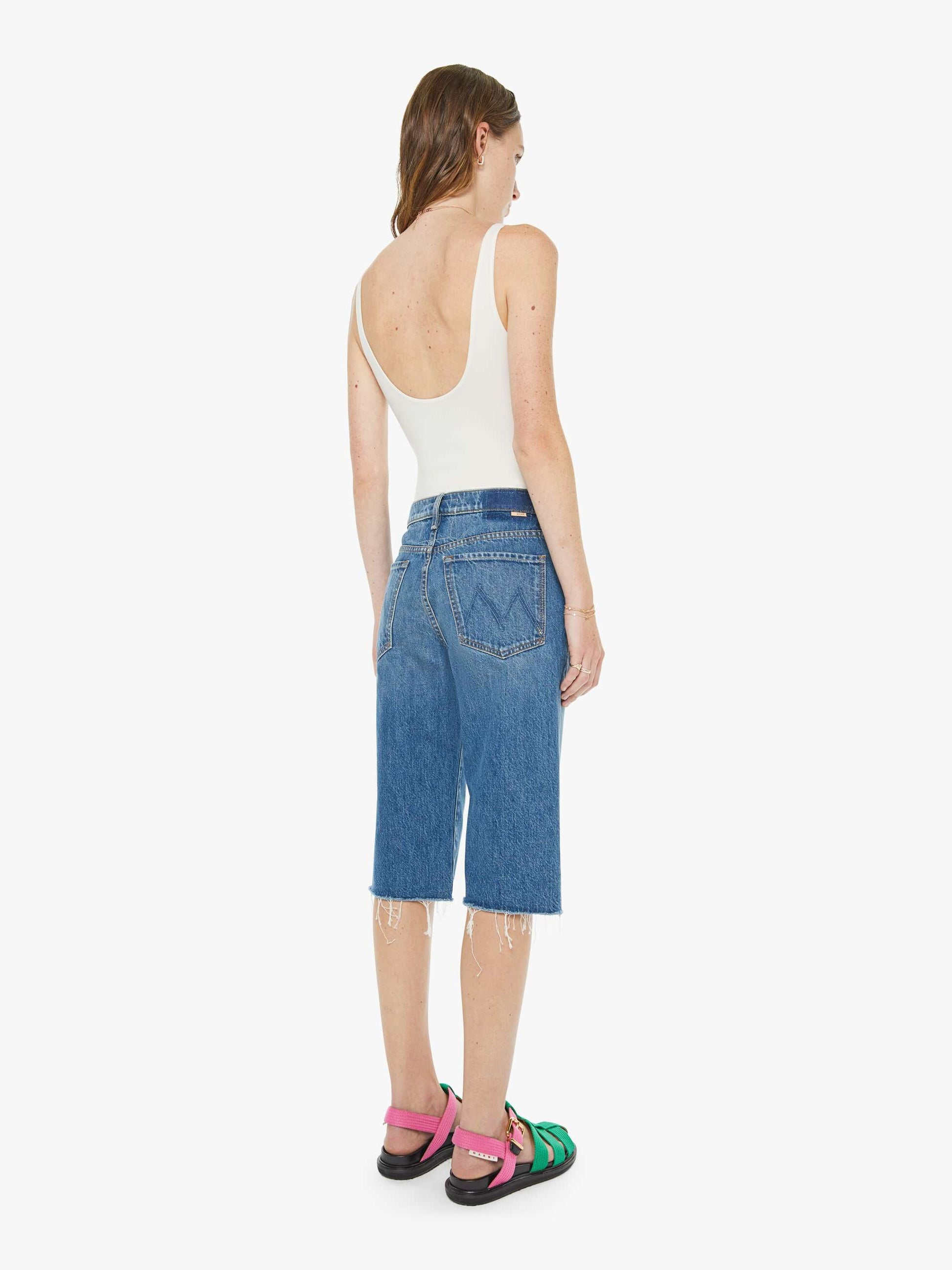 Mother Denim Women The Kick It Half N' Half Fray