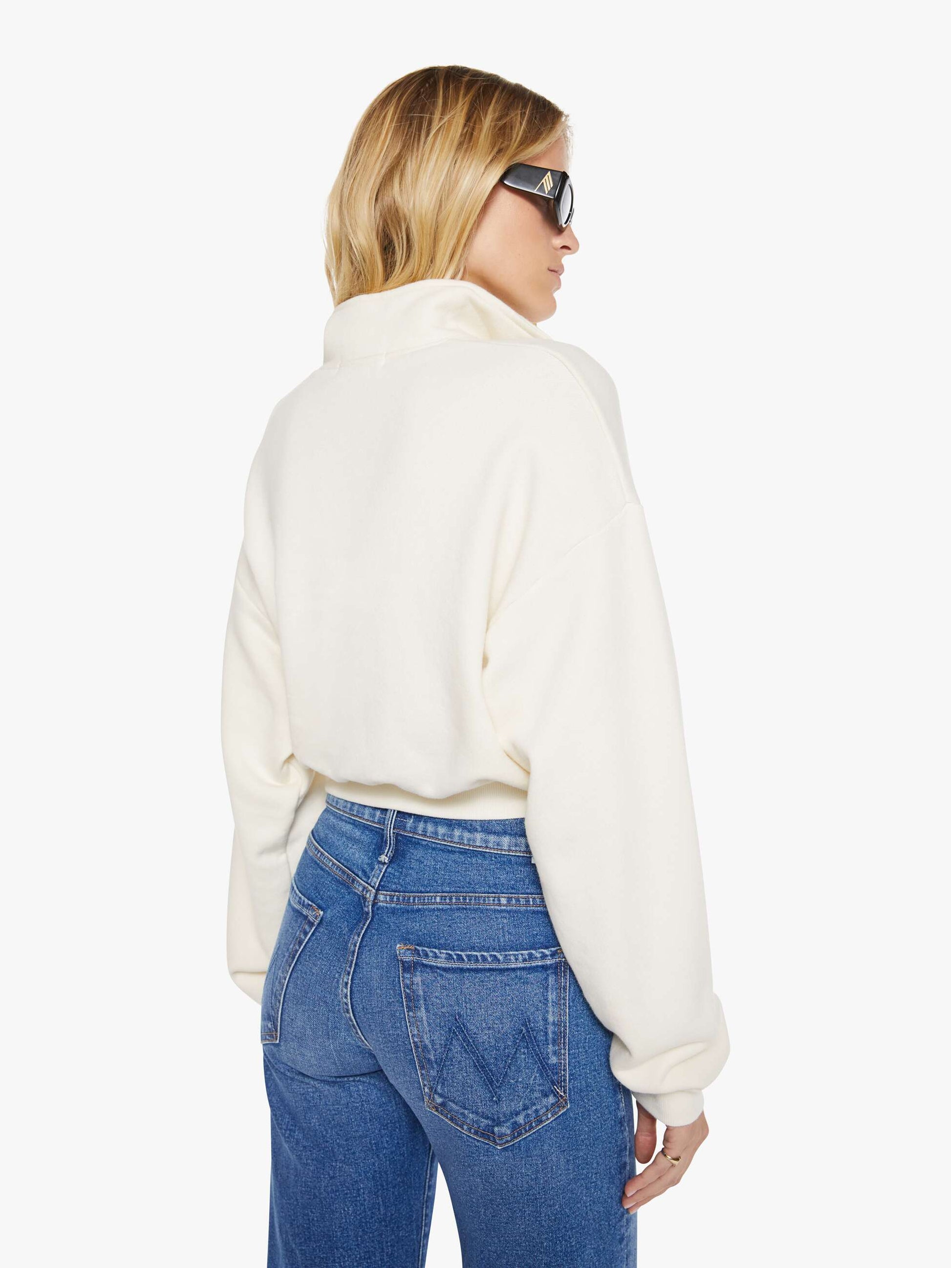 Mother Denim Women Eterne Cropped Half-Zip Sweatshirt