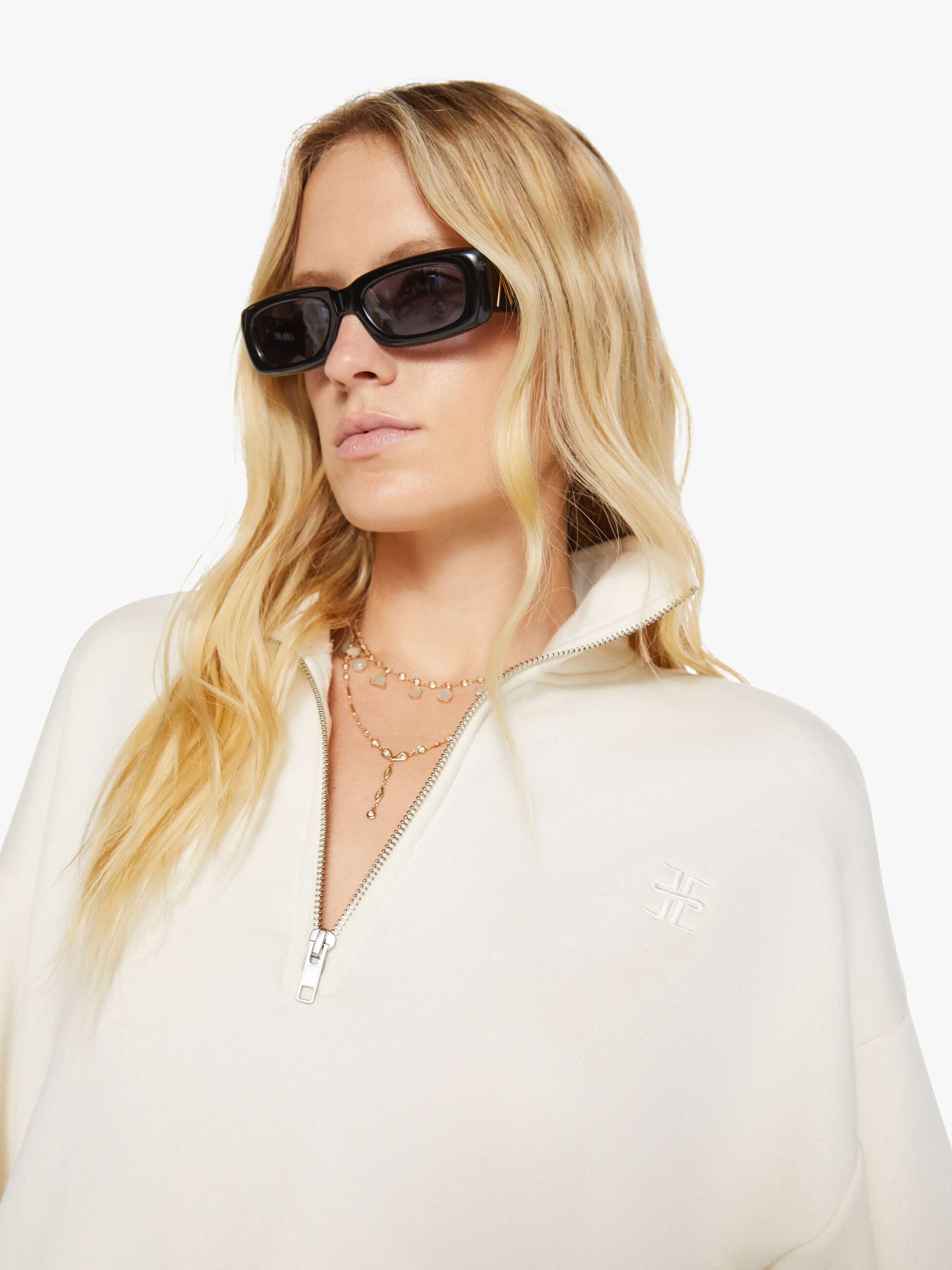 Mother Denim Women Eterne Cropped Half-Zip Sweatshirt