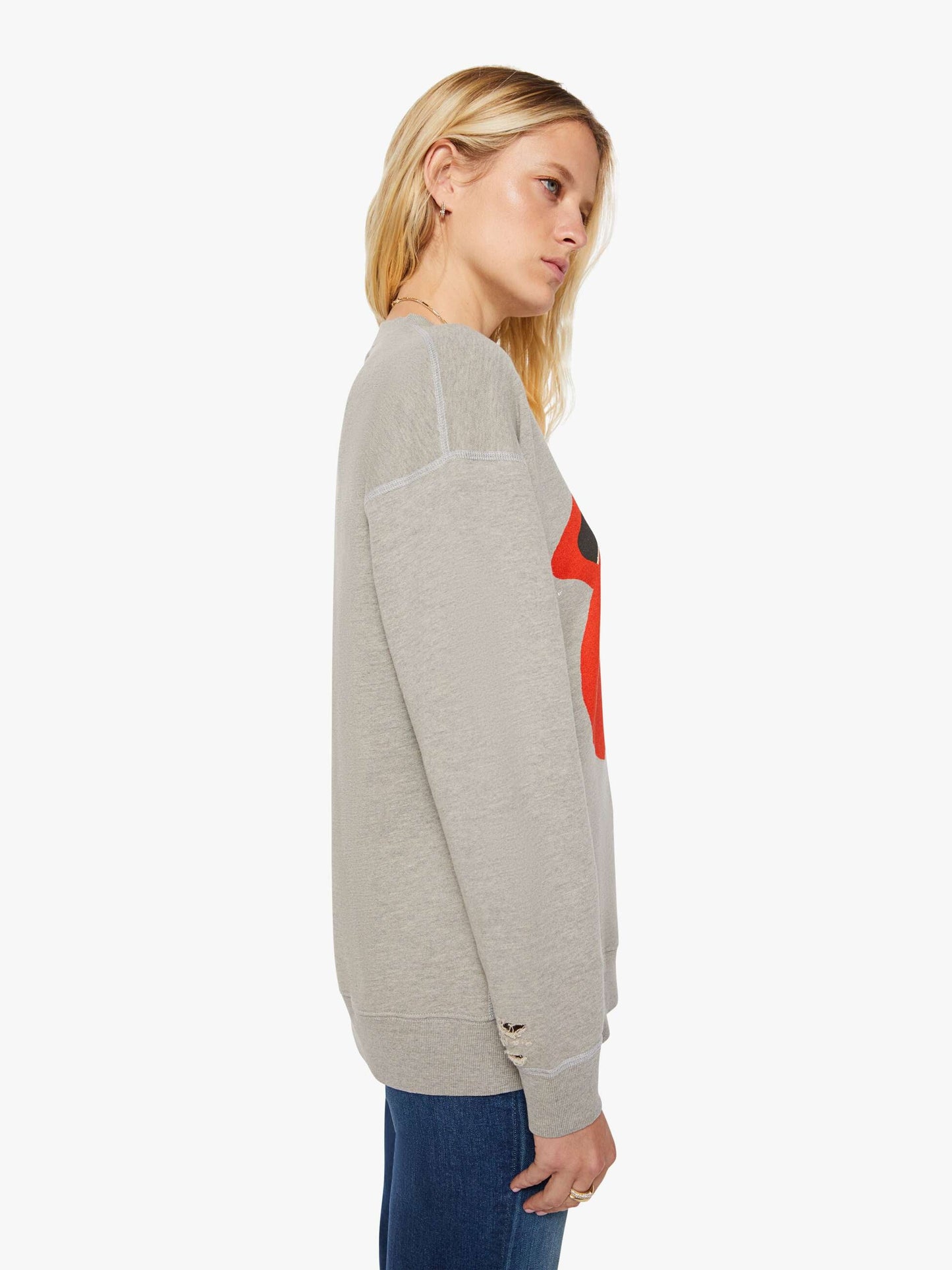 Mother Denim Women MadeWorn Rolling Stones Destroyed Sweatshirt