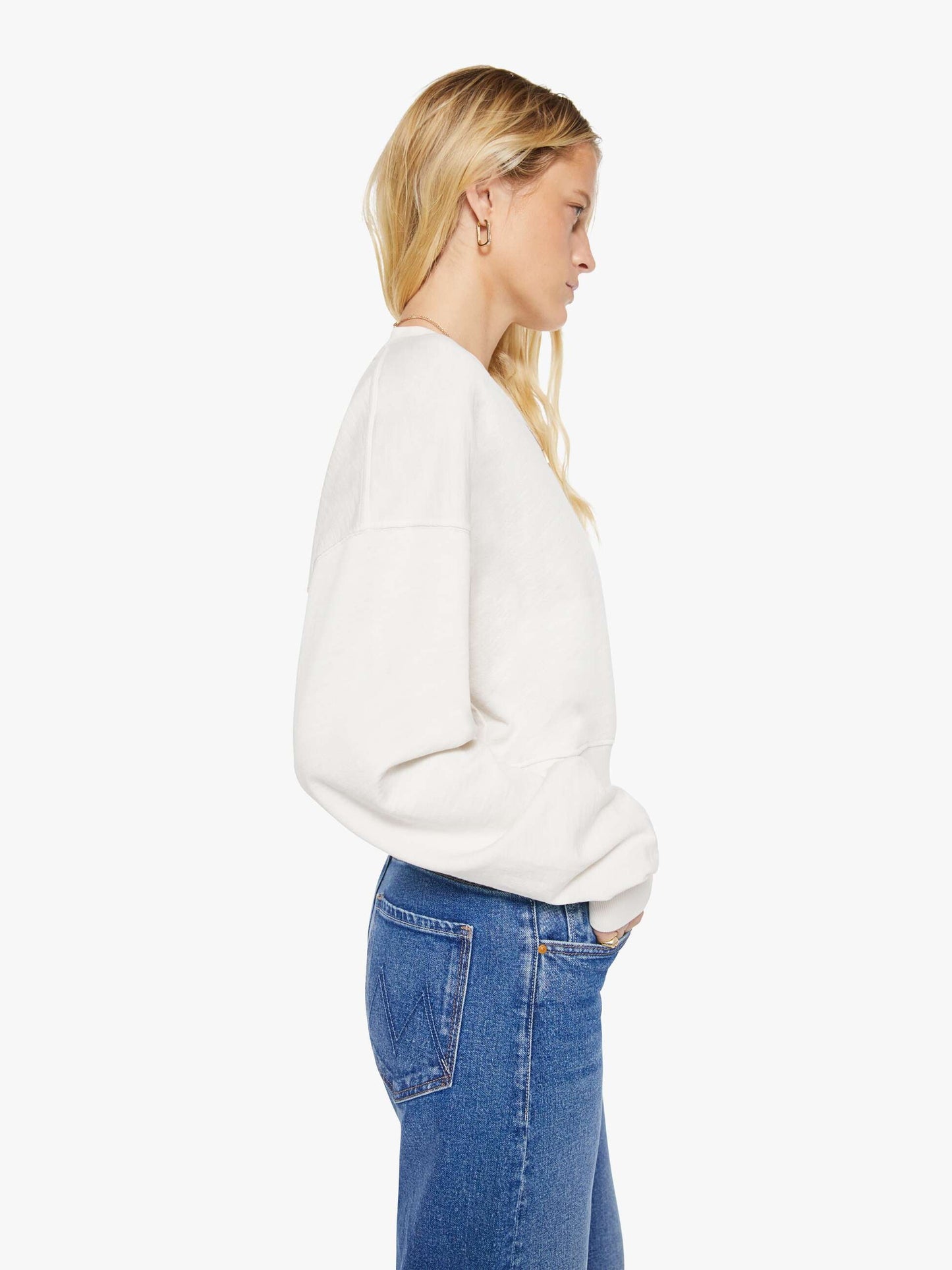 Mother Denim Women Eterne Cropped V-Neck Sweatshirt