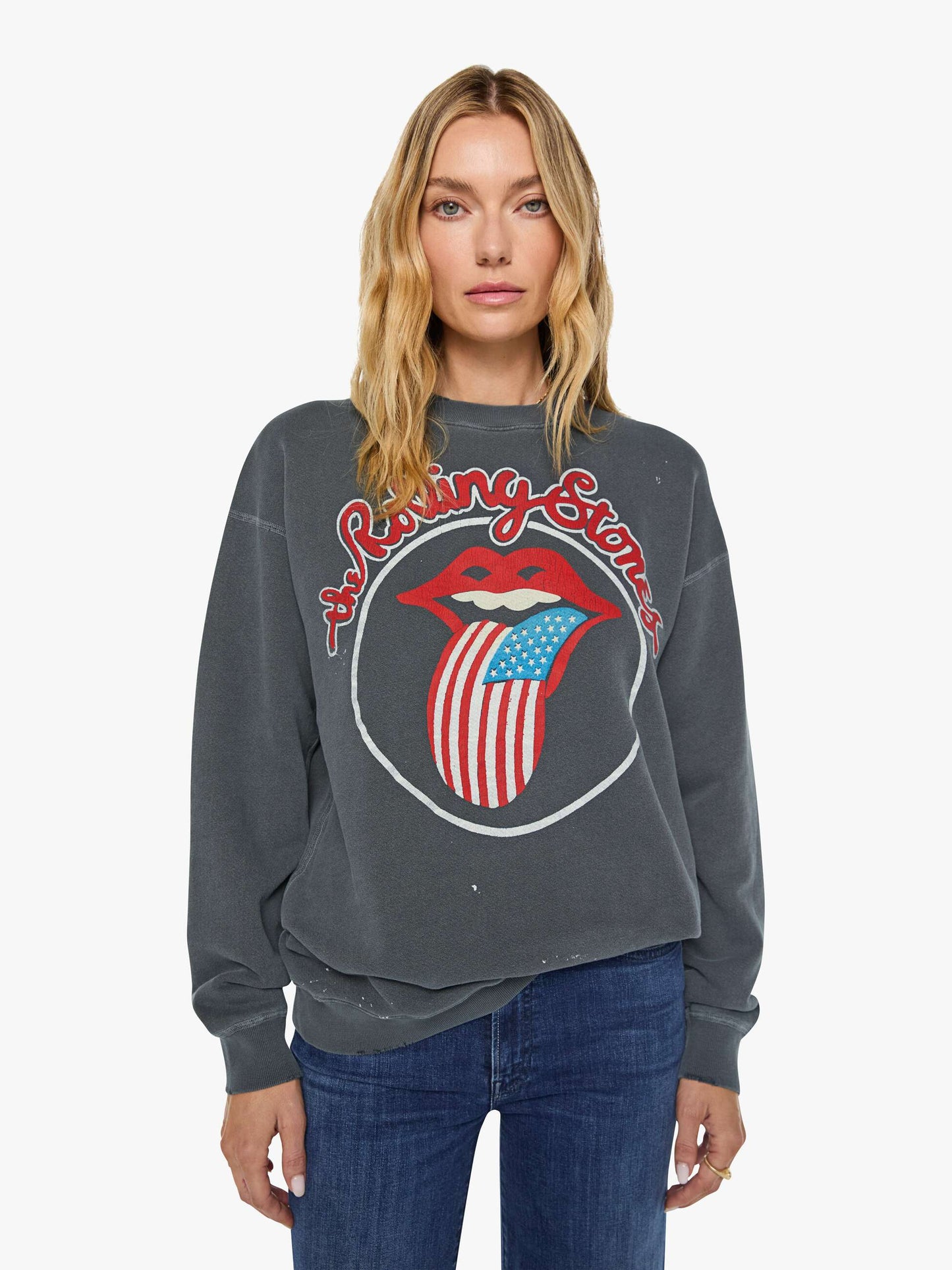Mother Denim Women MadeWorn Rolling Stones Sweatshirt
